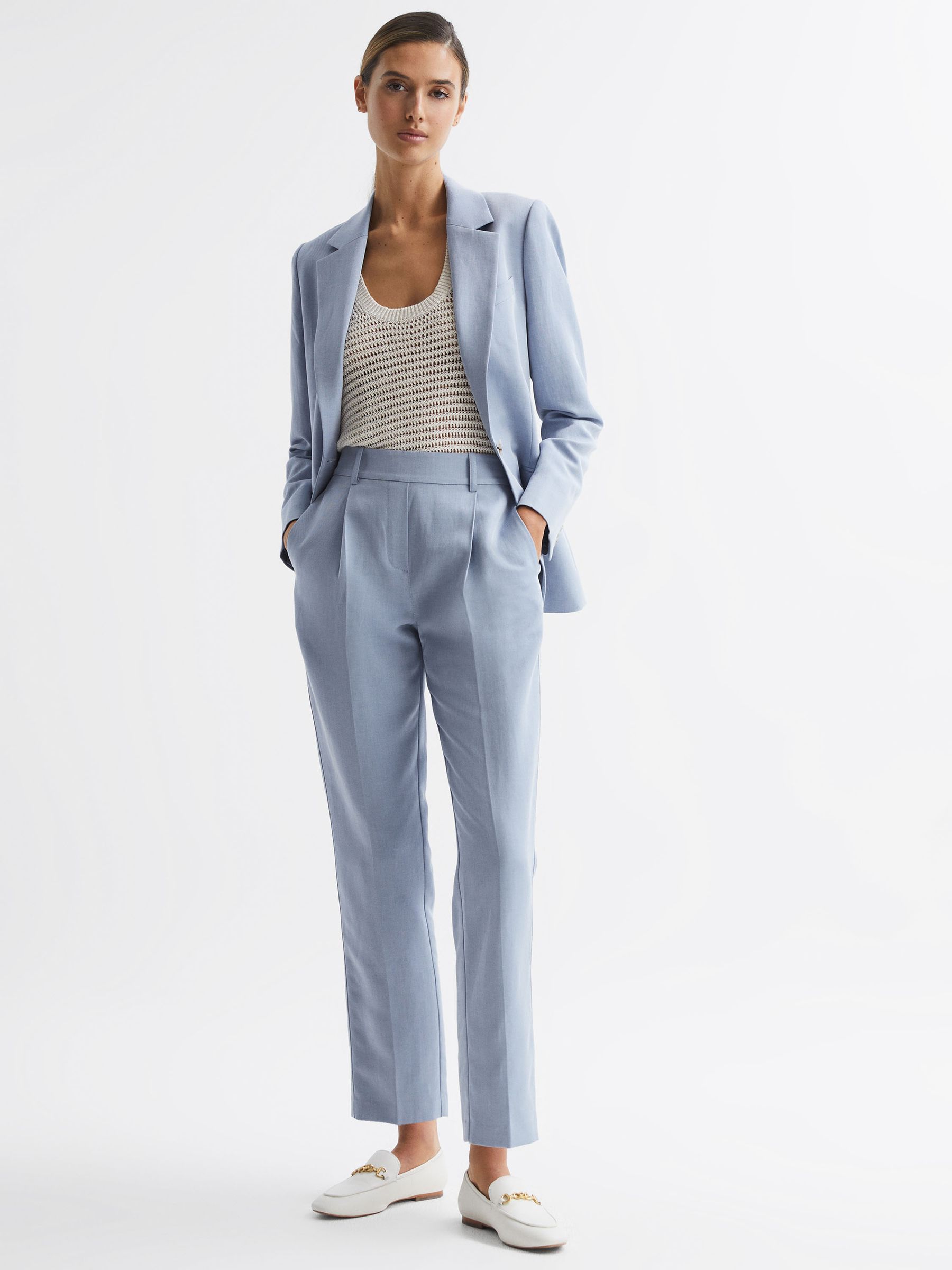 Single Breasted Tailored Blazer in Pale Blue - Image 7 of 7