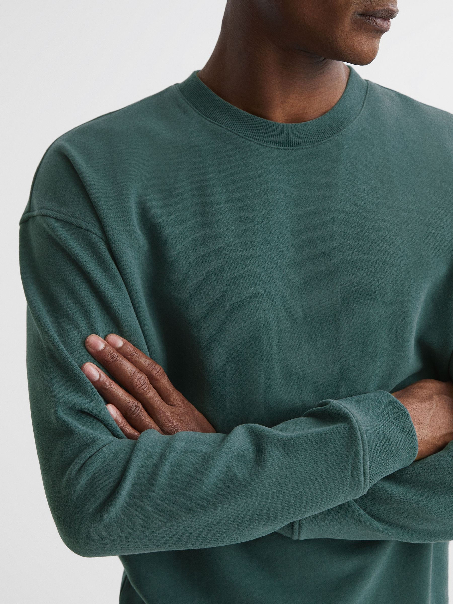 Oversized Garment Dye Sweatshirt in Midnight Green - Image 4 of 7
