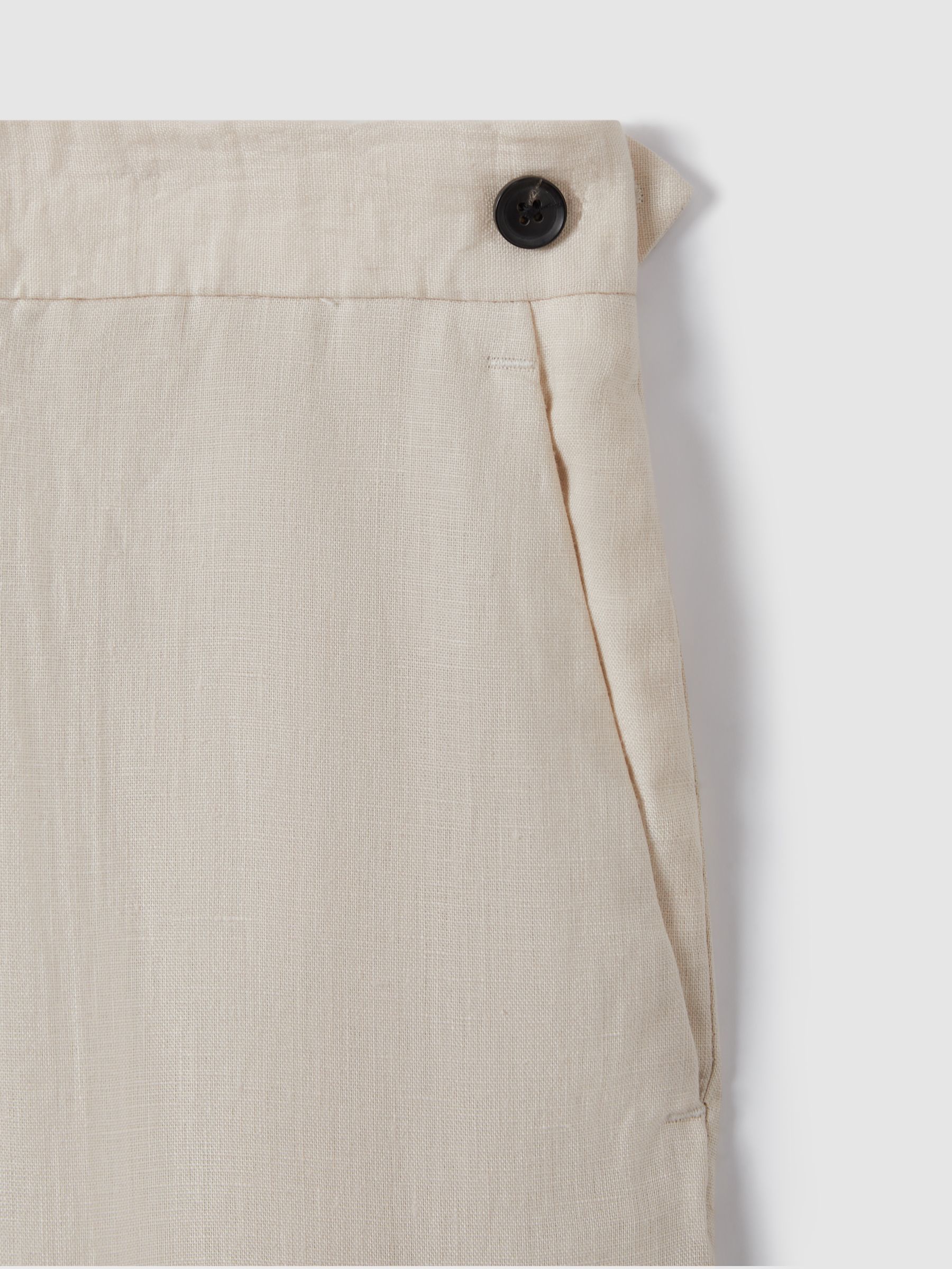 Slim Fit Linen Trousers in Stone - Image 5 of 6