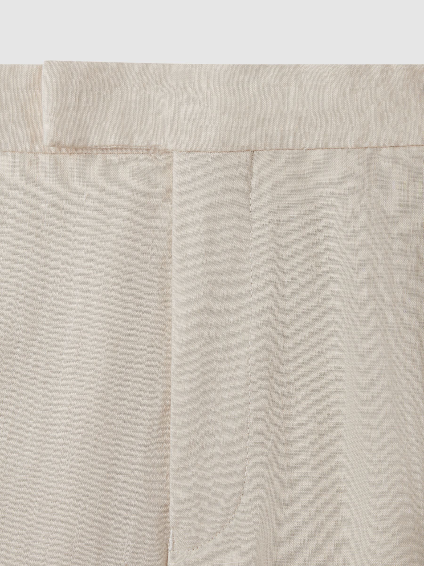 Slim Fit Linen Trousers in Stone - Image 6 of 6