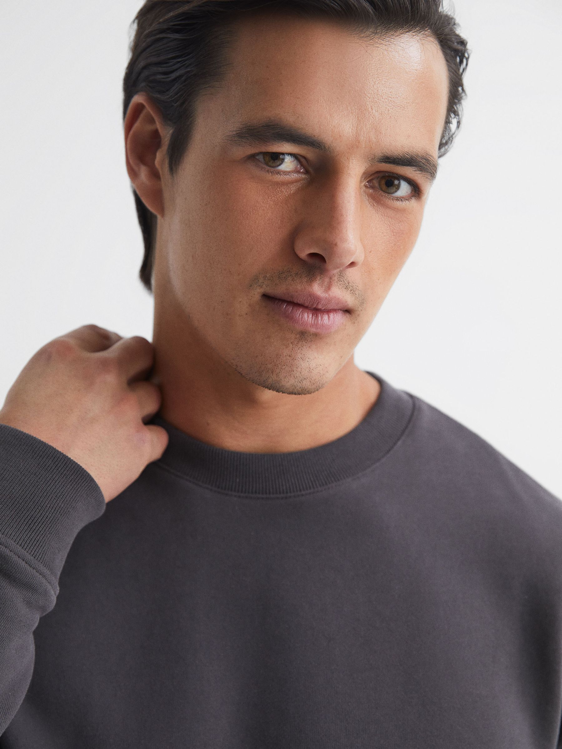 Oversized Garment Dye Sweatshirt in Washed Black - Image 4 of 6