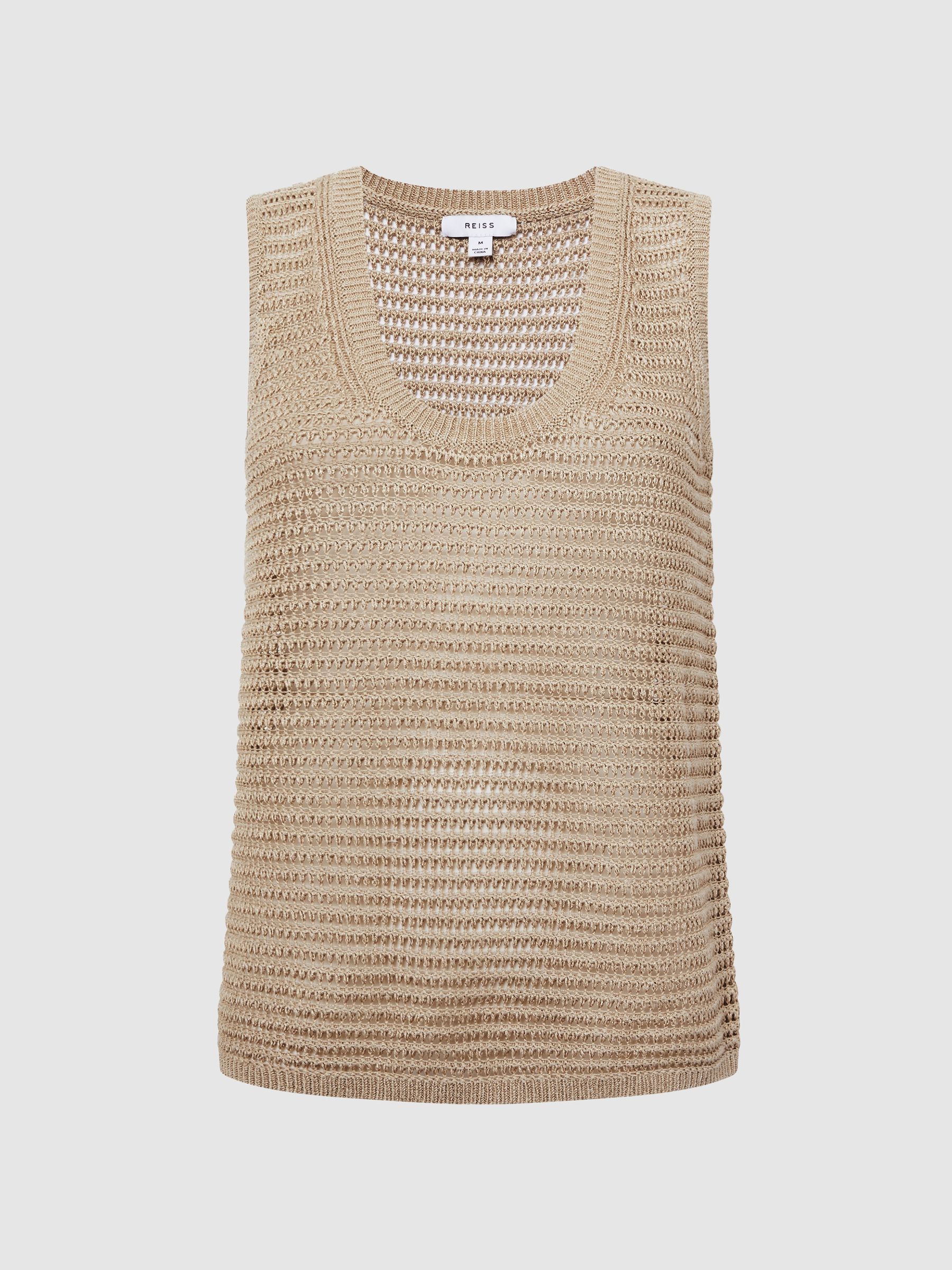 Linen Open Stitch Knitted Vest in Neutral - Image 2 of 5