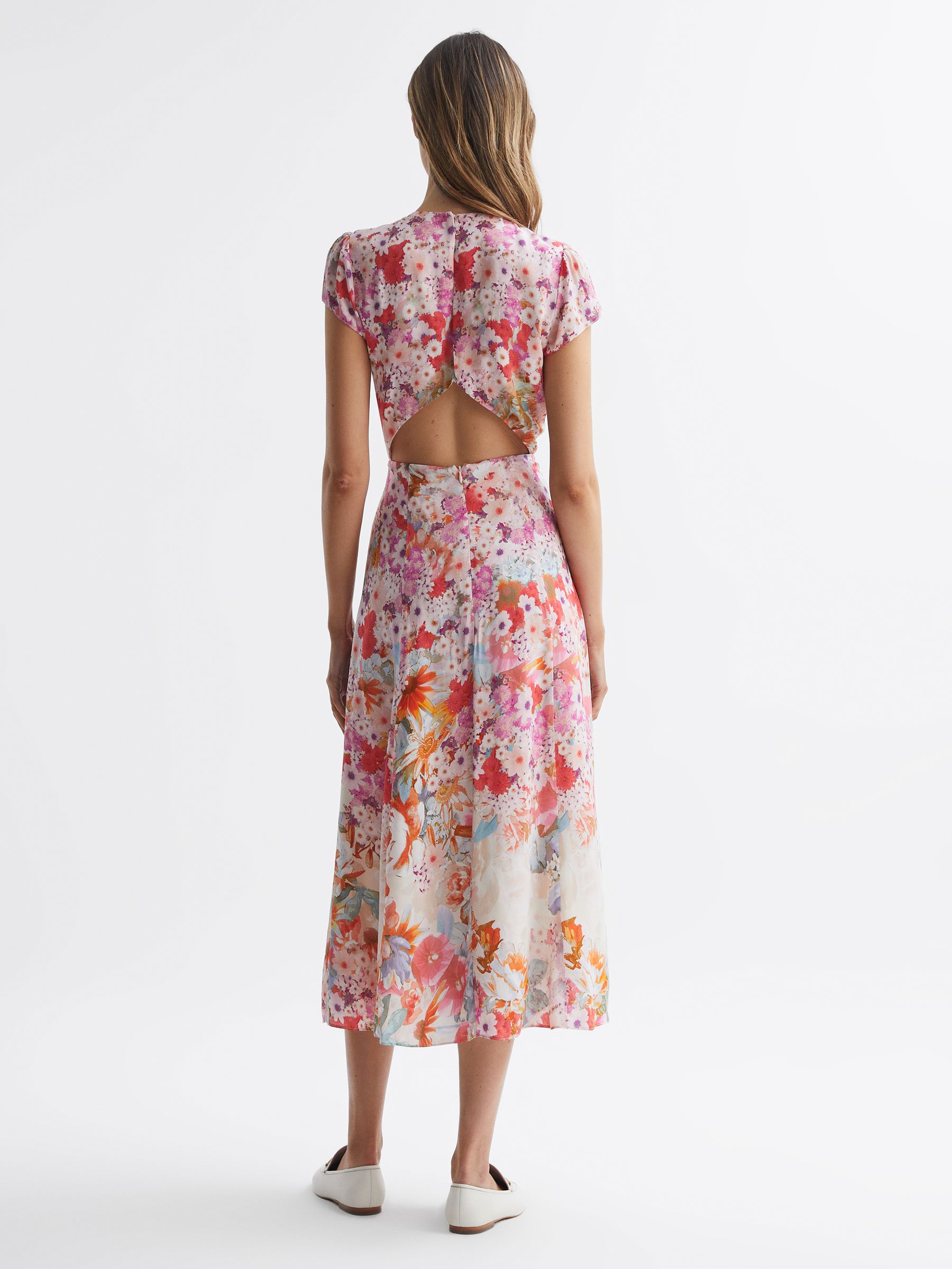 Floral Print Midi Dress in Pink - Image 4 of 6