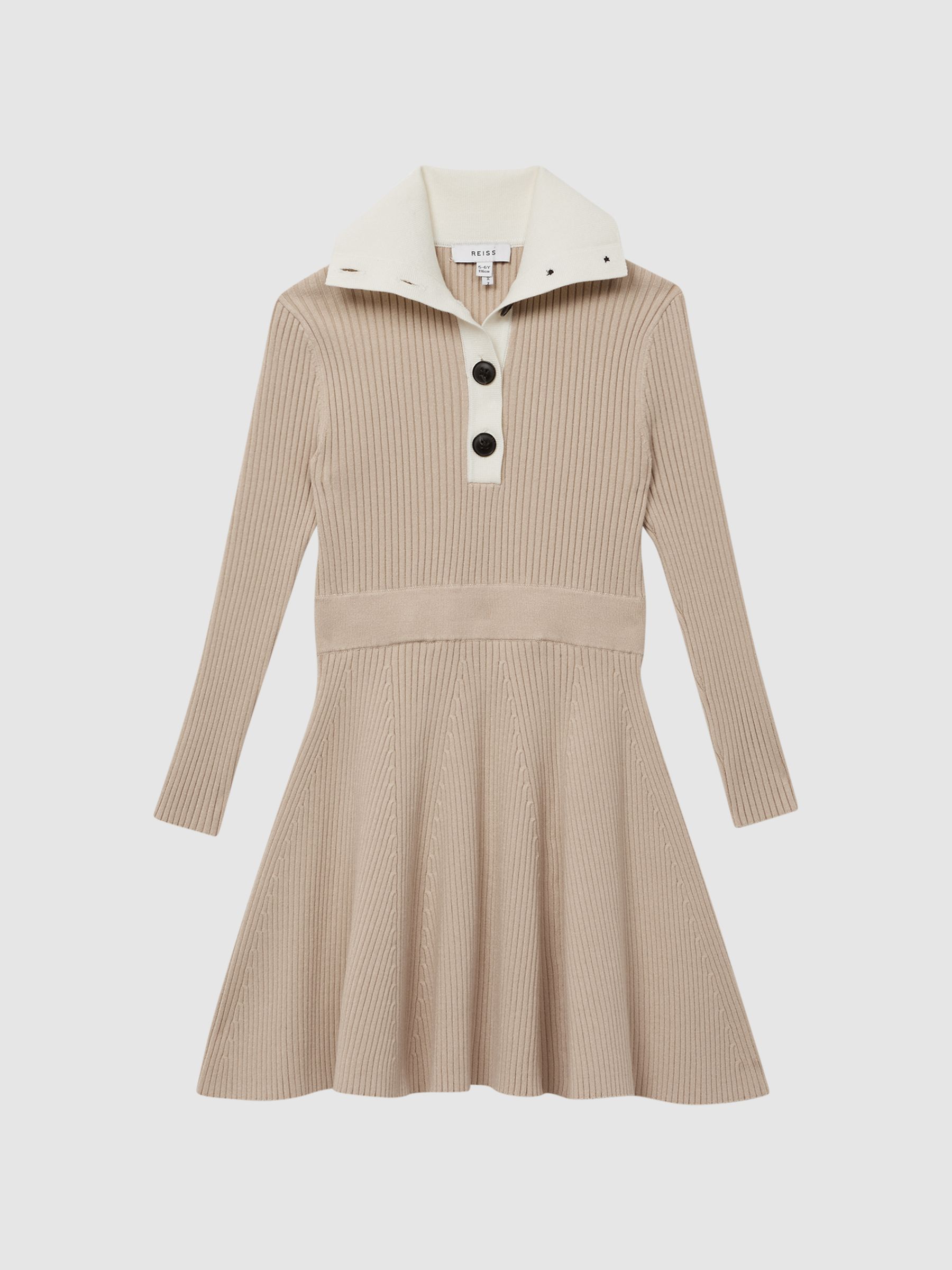 Junior Colourblock Knitted Dress in Camel - Image 2 of 6 Junior Colourblock Knitted Dress in Camel - Image 2 of 6