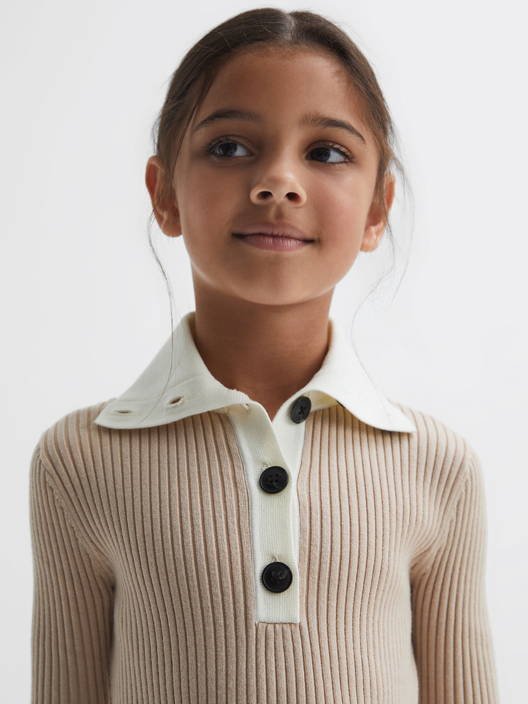 Junior Colourblock Knitted Dress in Camel - Image 4 of 6