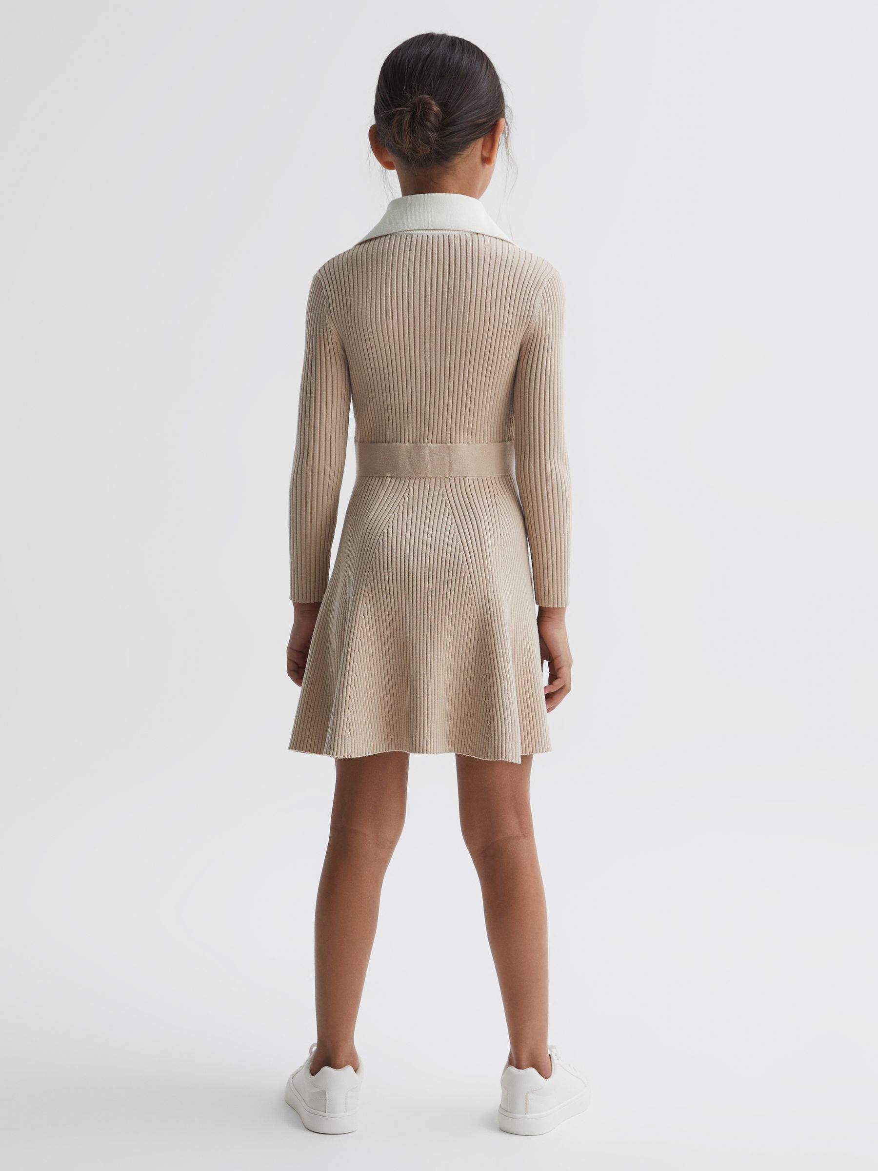 Junior Colourblock Knitted Dress in Camel - Image 5 of 6