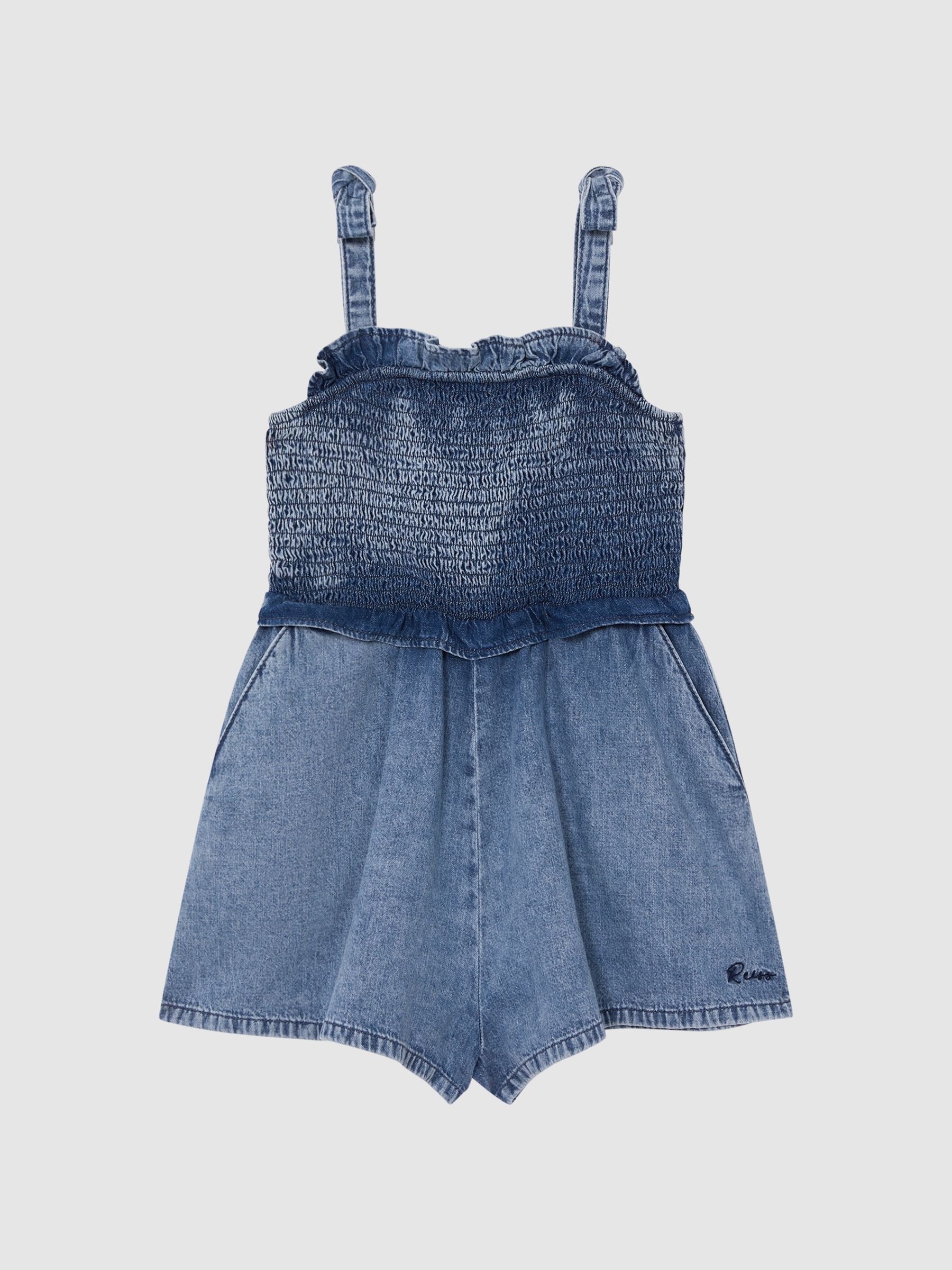 9-12 yrs Denim Playsuit in Blue - Image 2 of 8