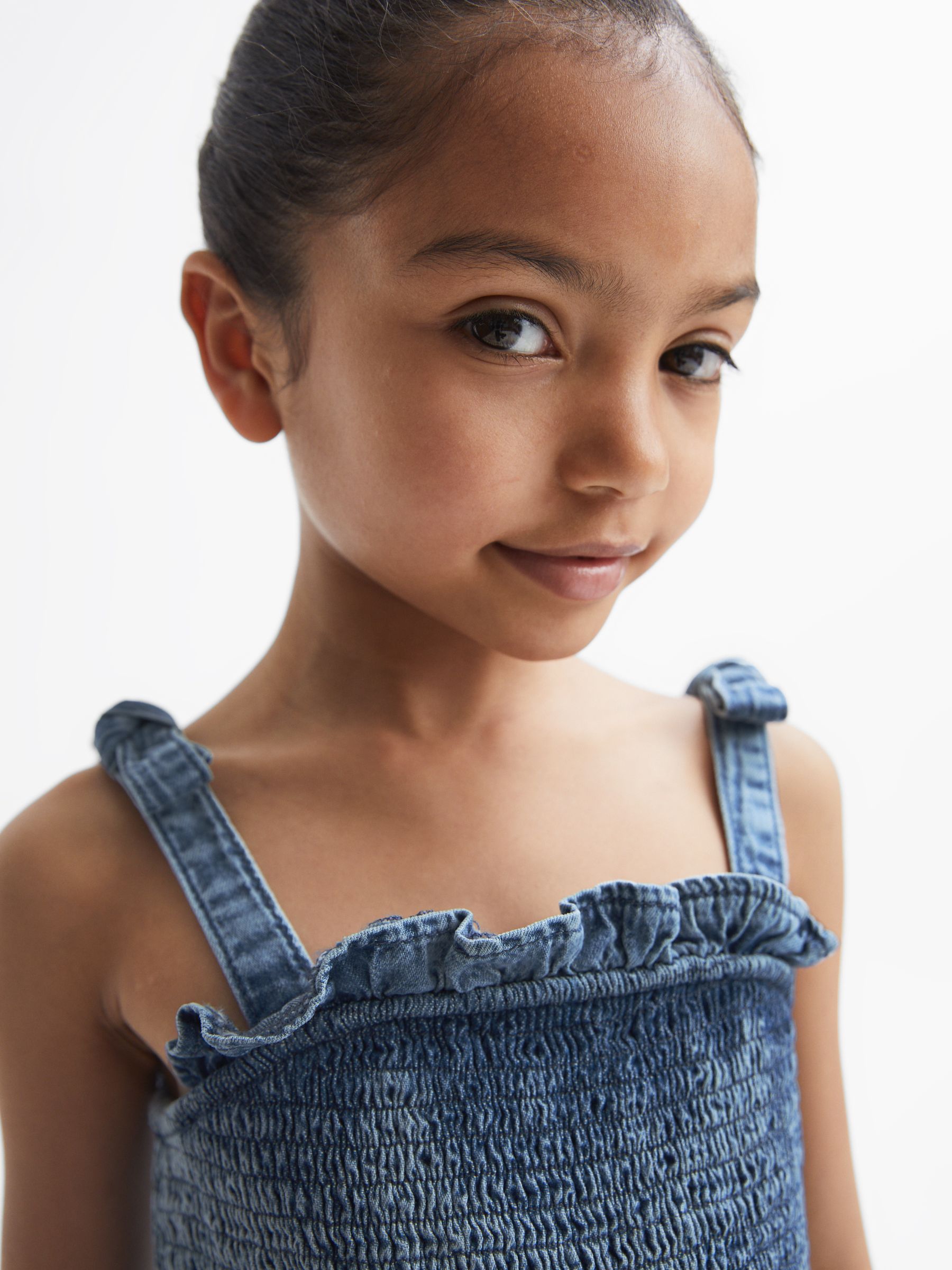 9-12 yrs Denim Playsuit in Blue - Image 4 of 8