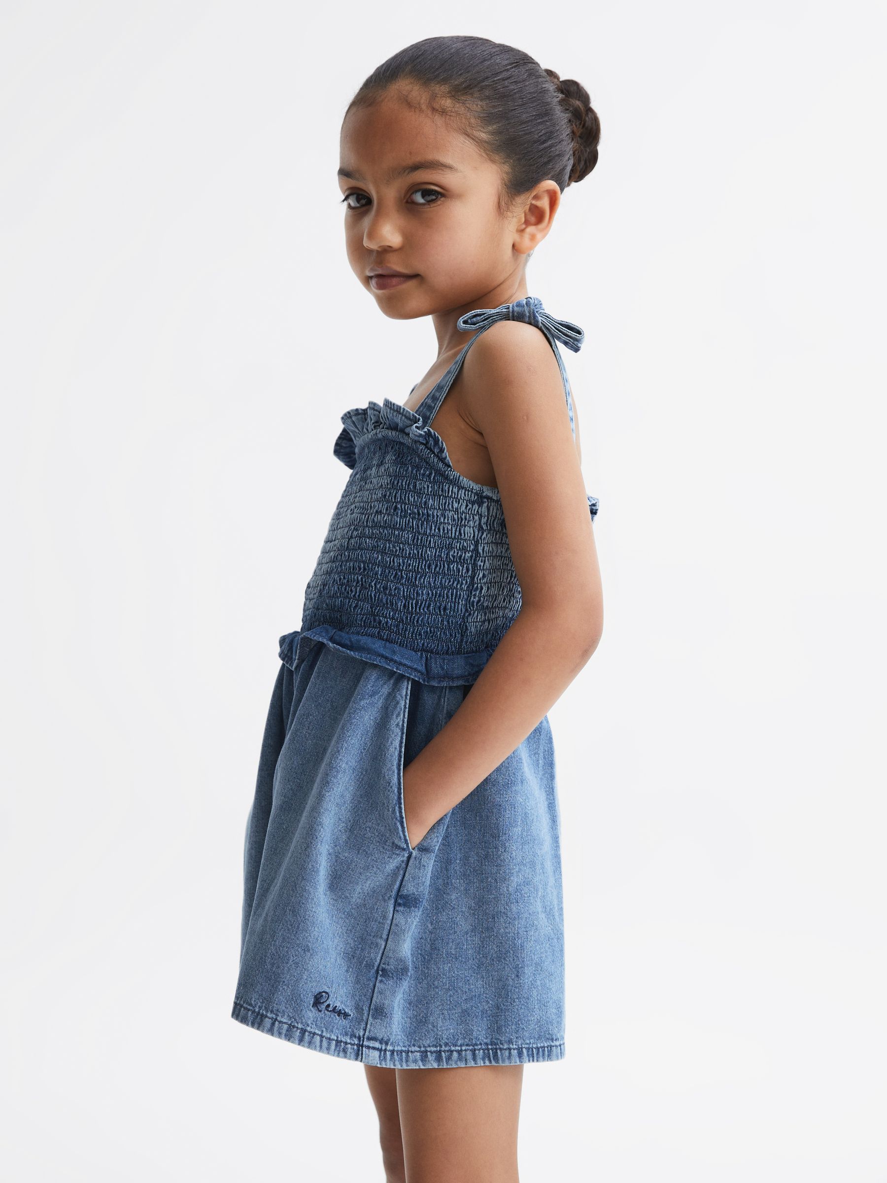 9-12 yrs Denim Playsuit in Blue - Image 6 of 8