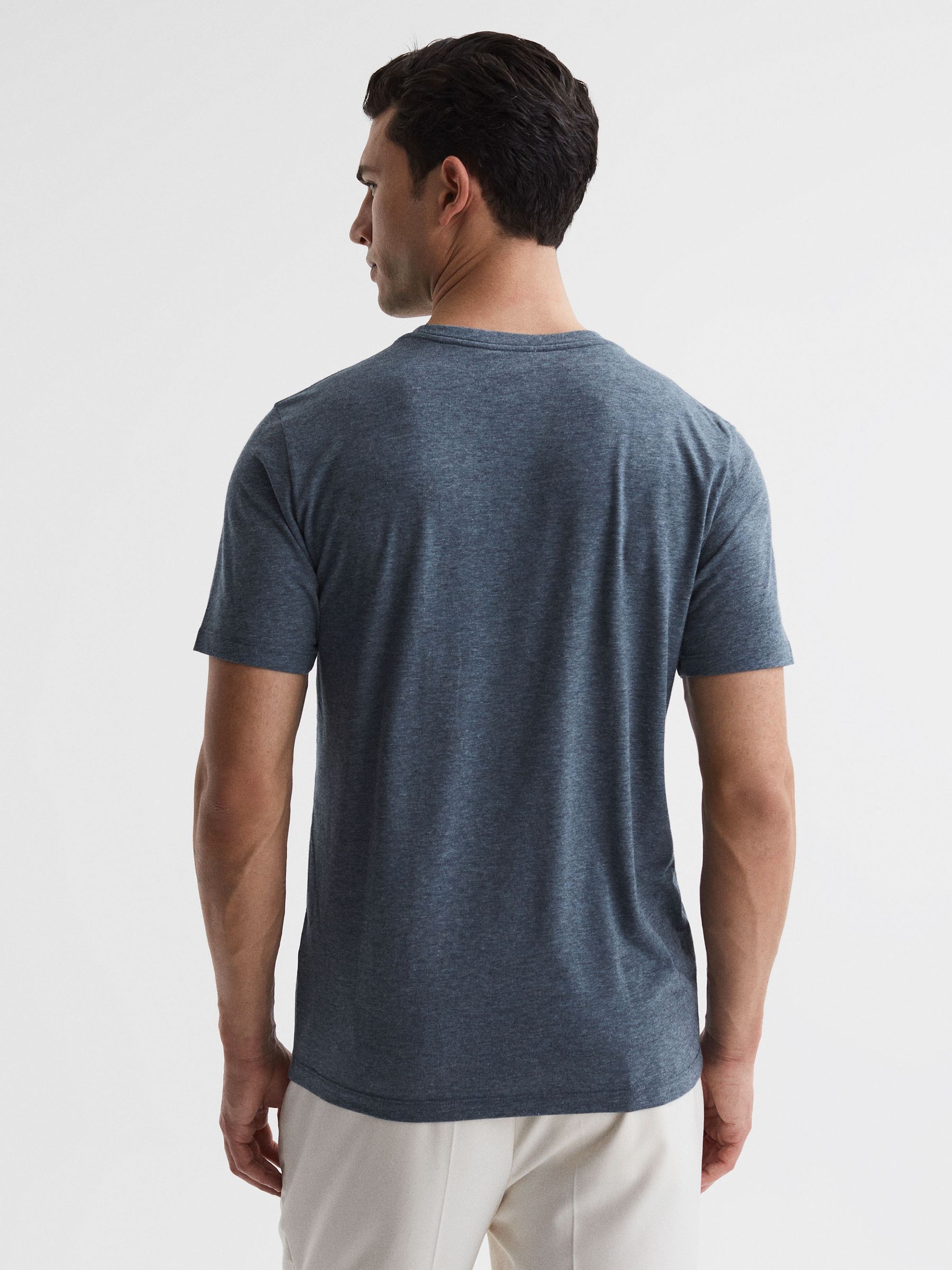 Crew Neck T-Shirt in Airforce Blue Melange - Image 5 of 6