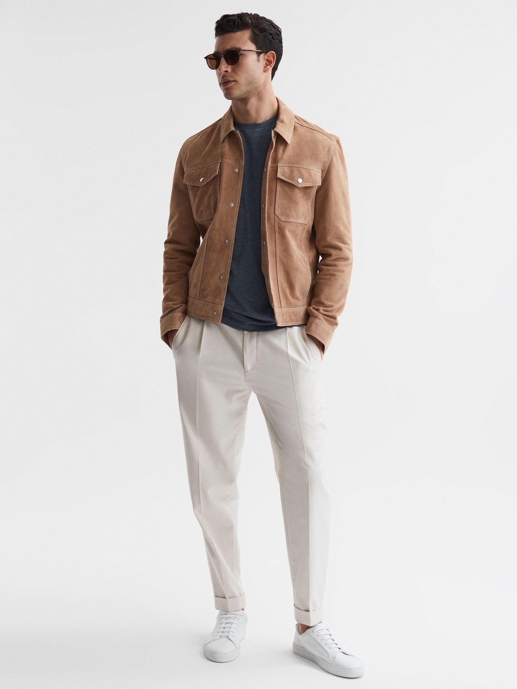 Crew Neck T-Shirt in Airforce Blue Melange - Image 6 of 6