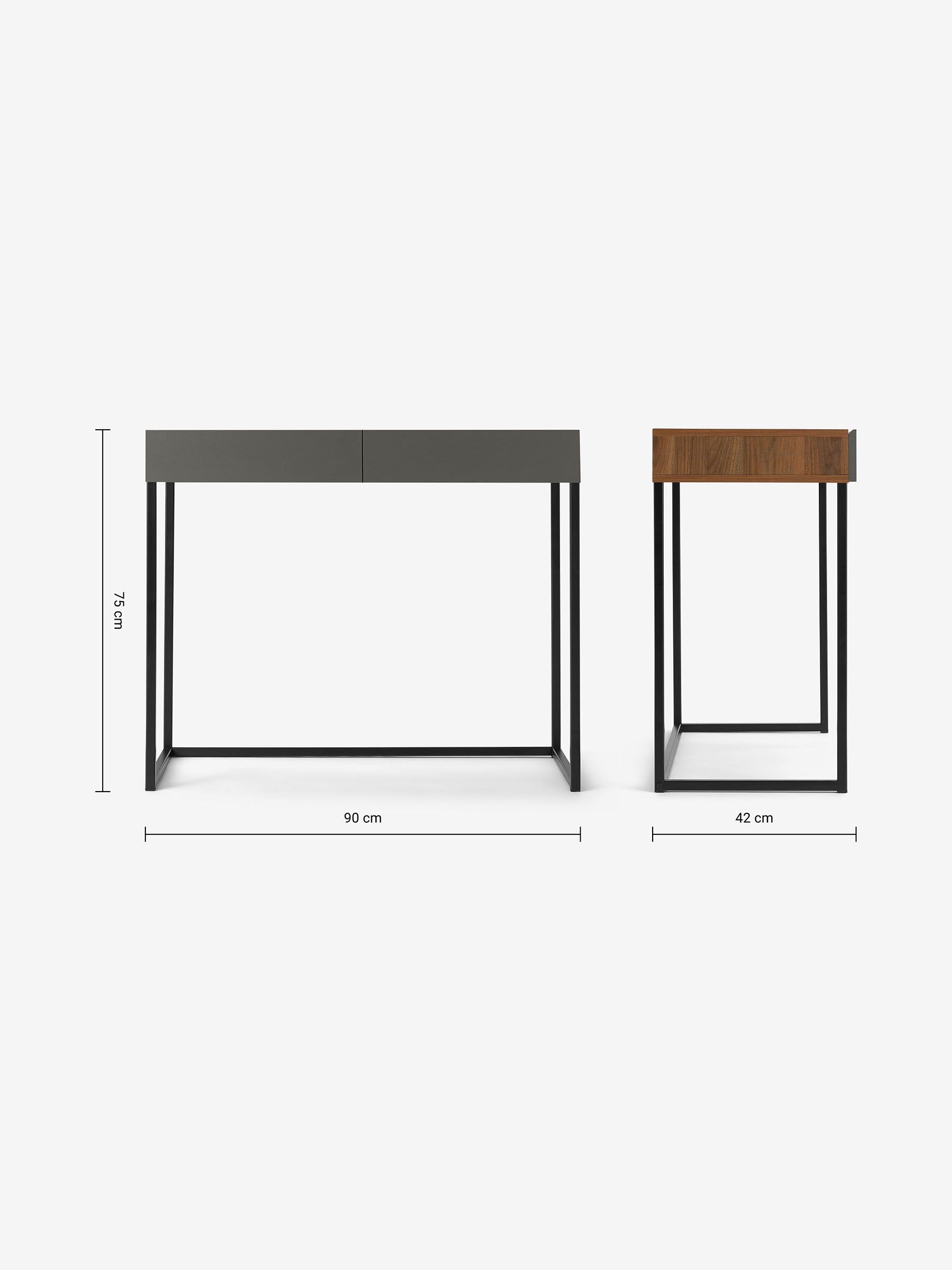 Hopkins Compact Desk in Walnut Effect and Grey - Image 4 of 4