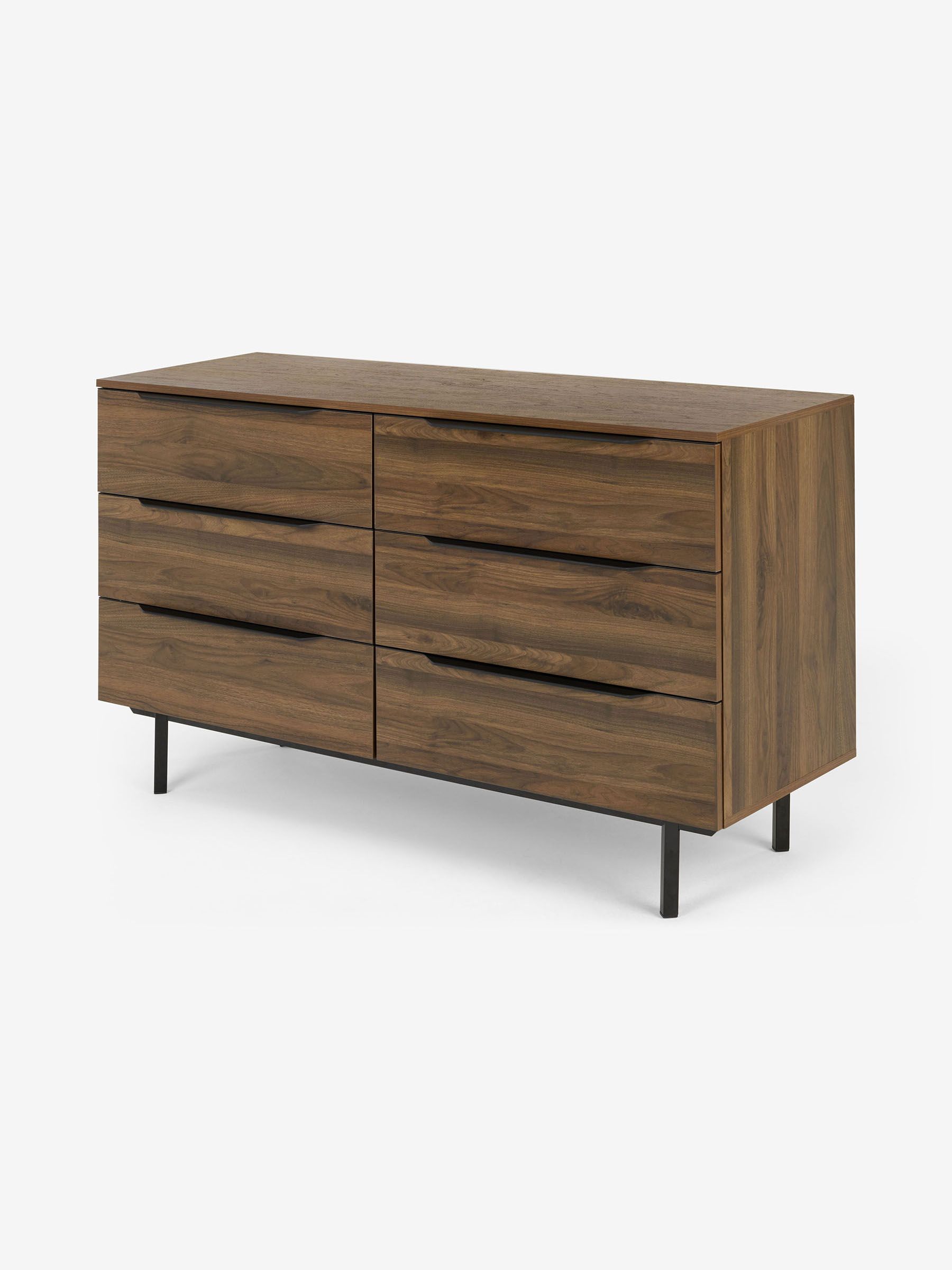 Damien Wide Chest of Drawers in Walnut Effect - Image 1 of 3