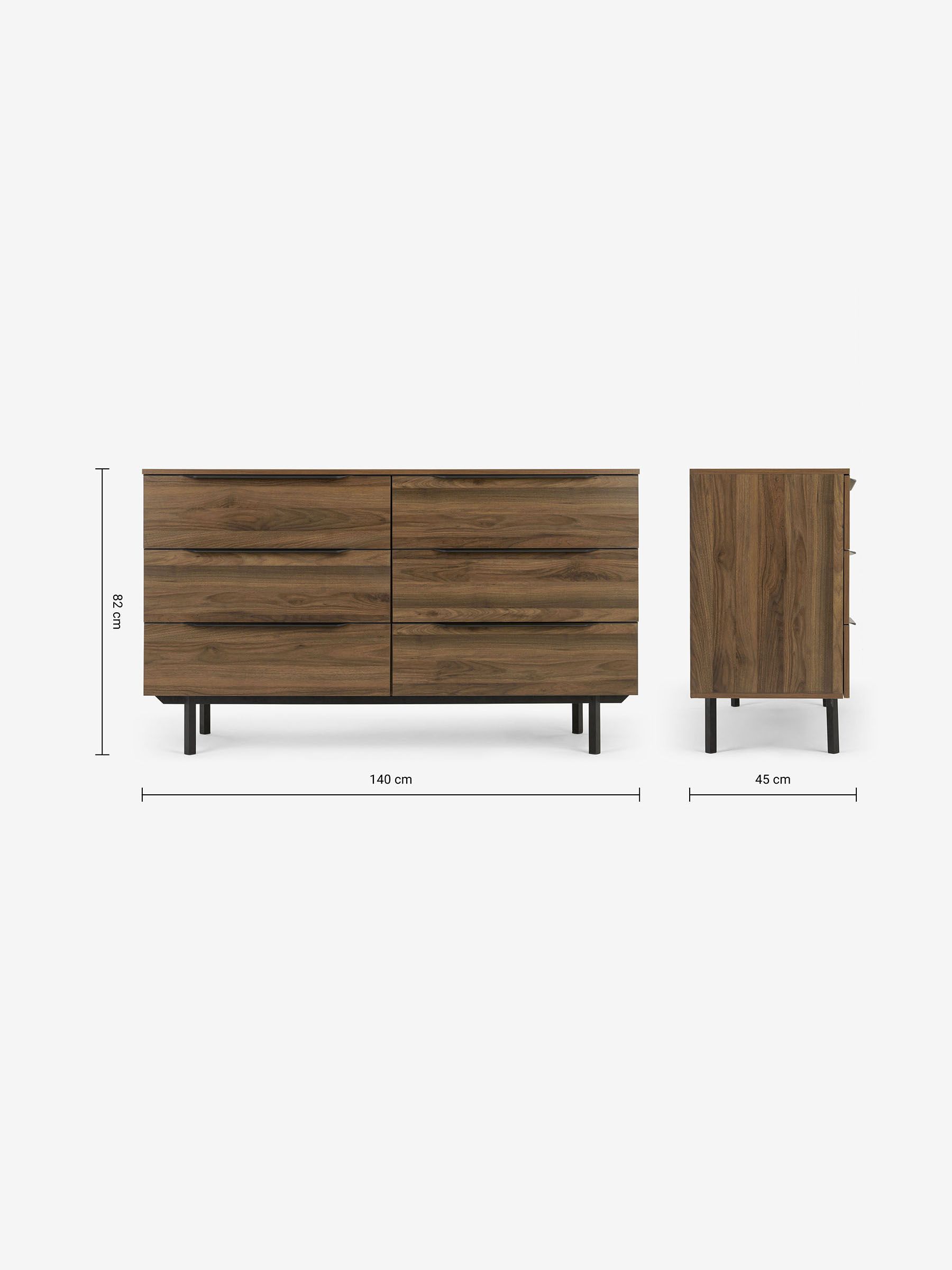 Damien Wide Chest of Drawers in Walnut Effect - Image 3 of 3