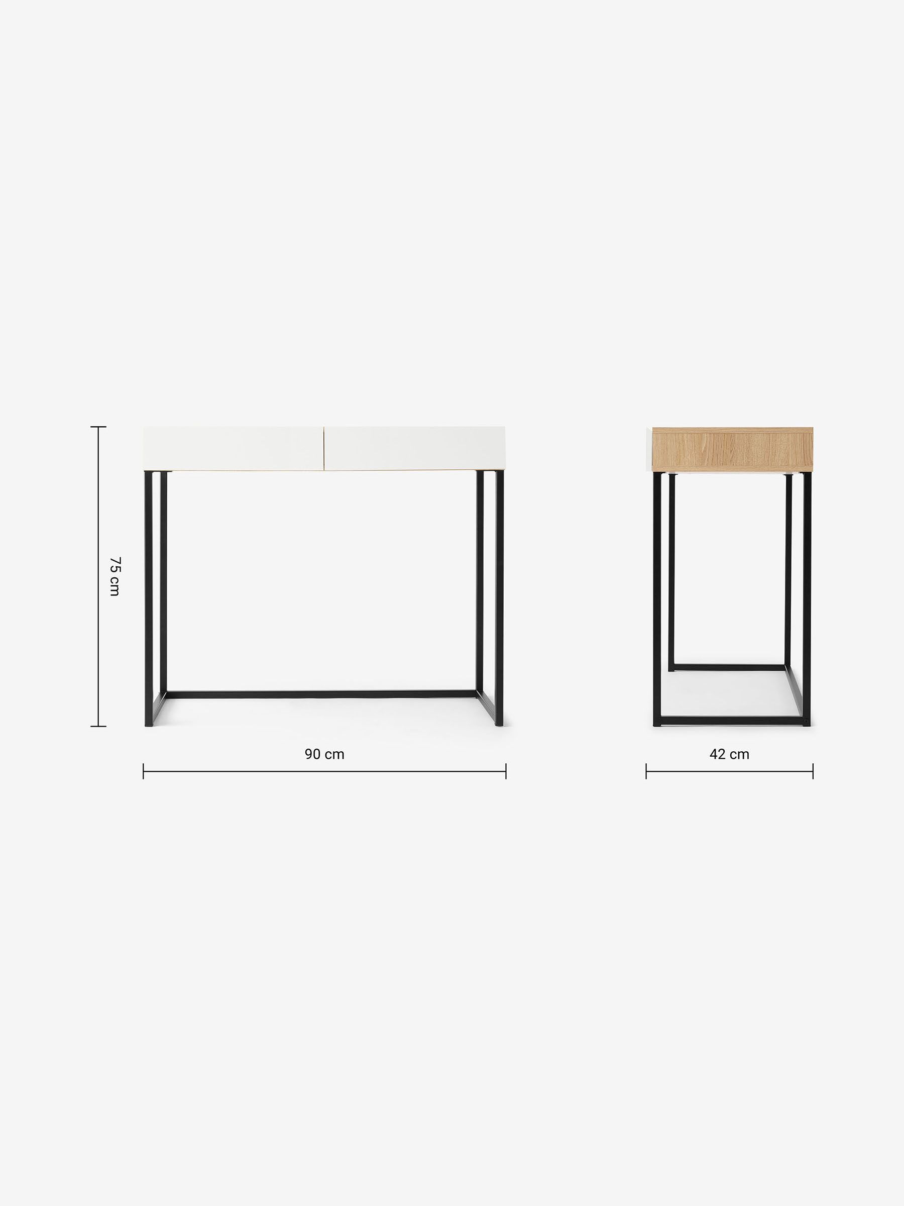 Hopkins Compact Desk in Oak Effect and White - Image 2 of 2