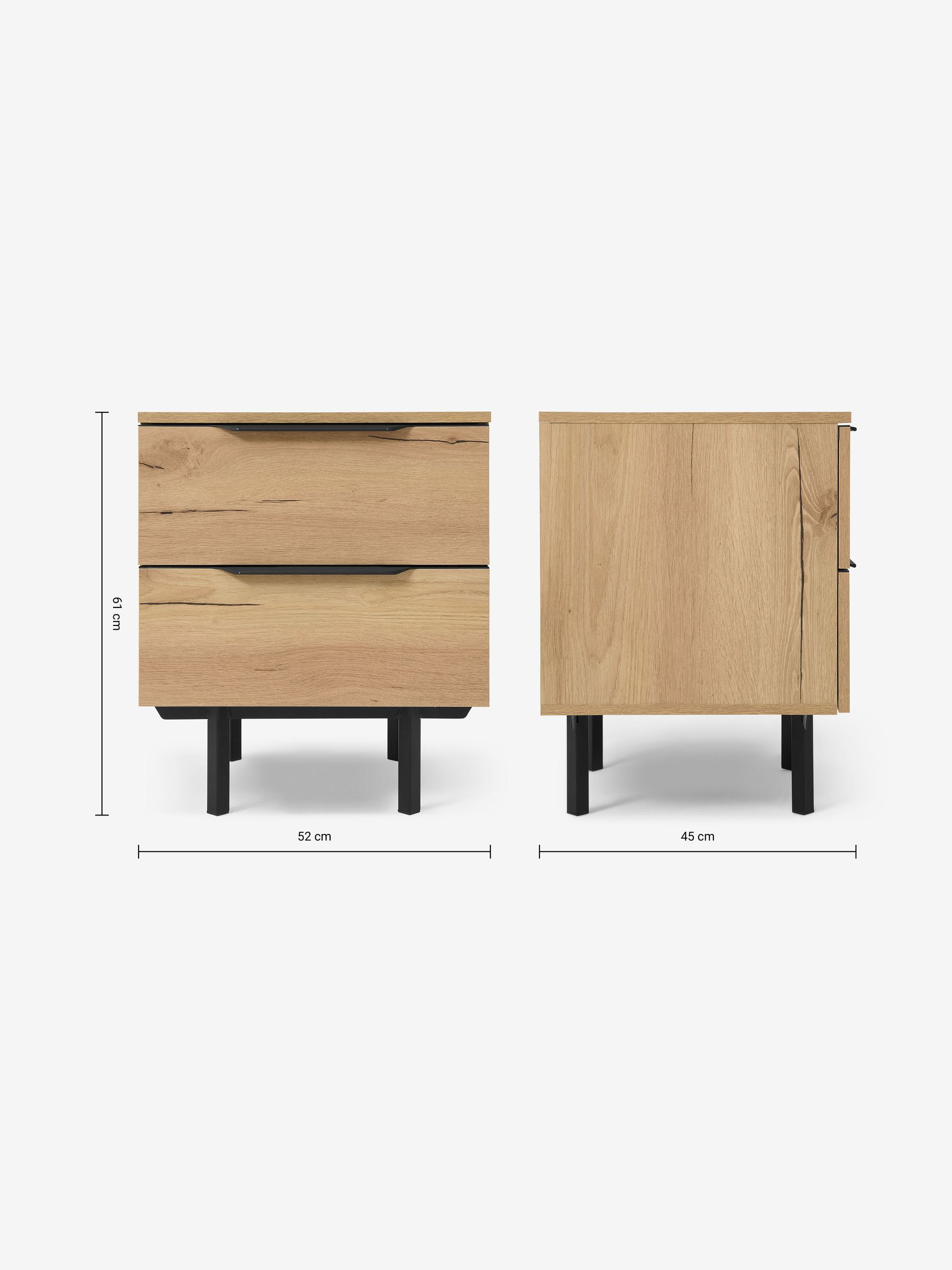 Damien Bedside Table in Oak - Image 3 of 3