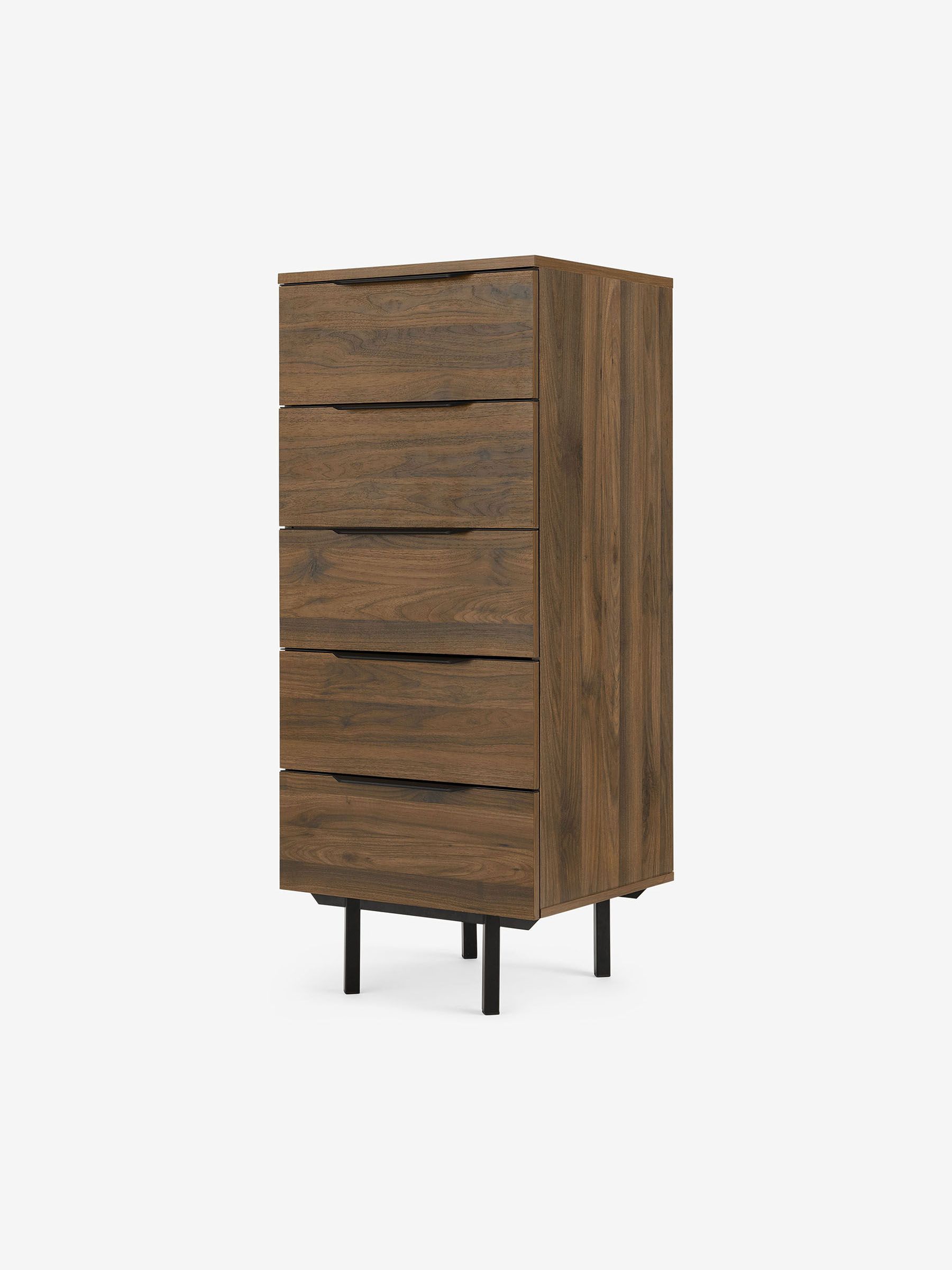 Damien Tall Chest of Drawers in Walnut Effect - Image 1 of 3