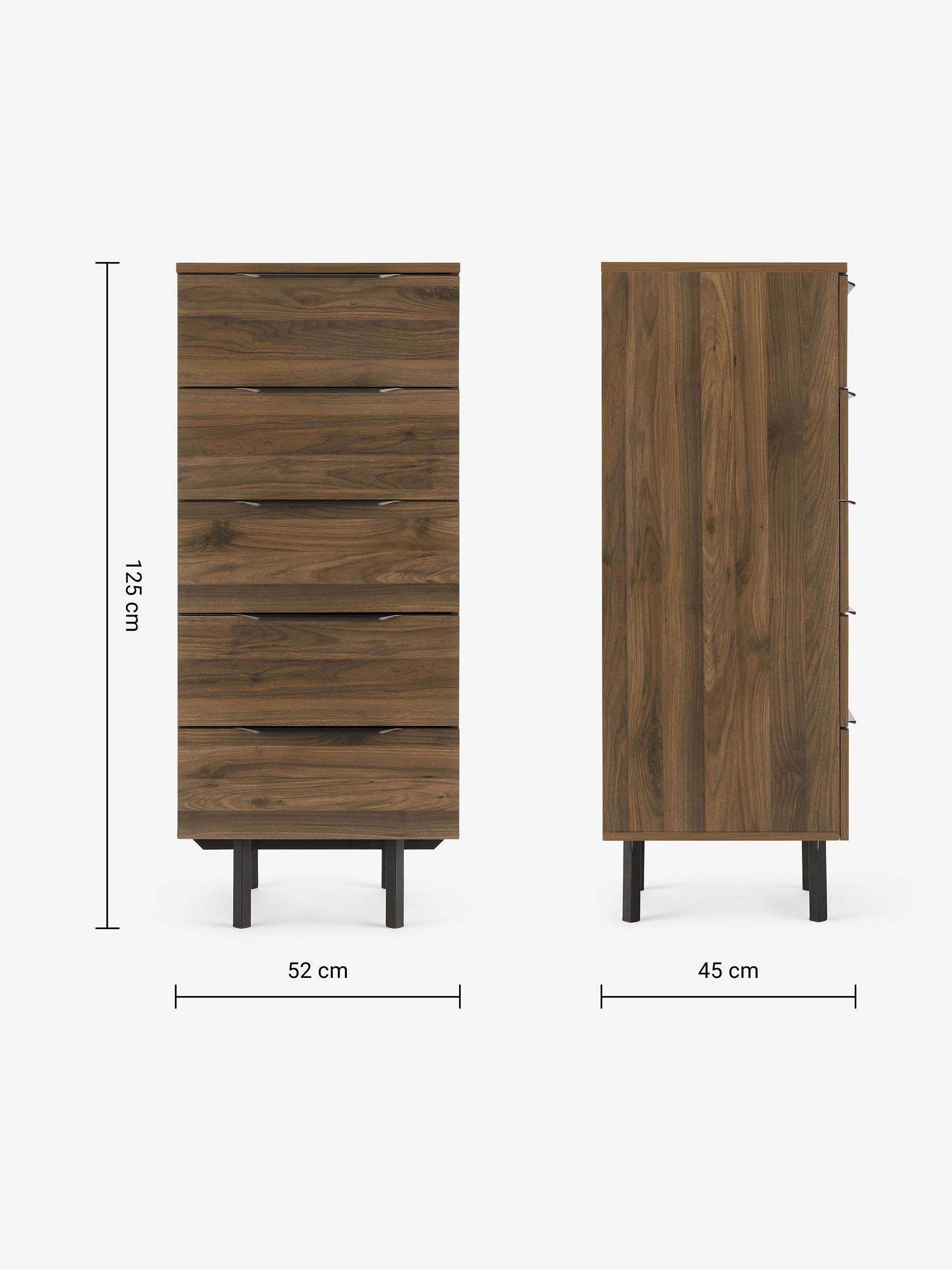 Damien Tall Chest of Drawers in Walnut Effect - Image 3 of 3