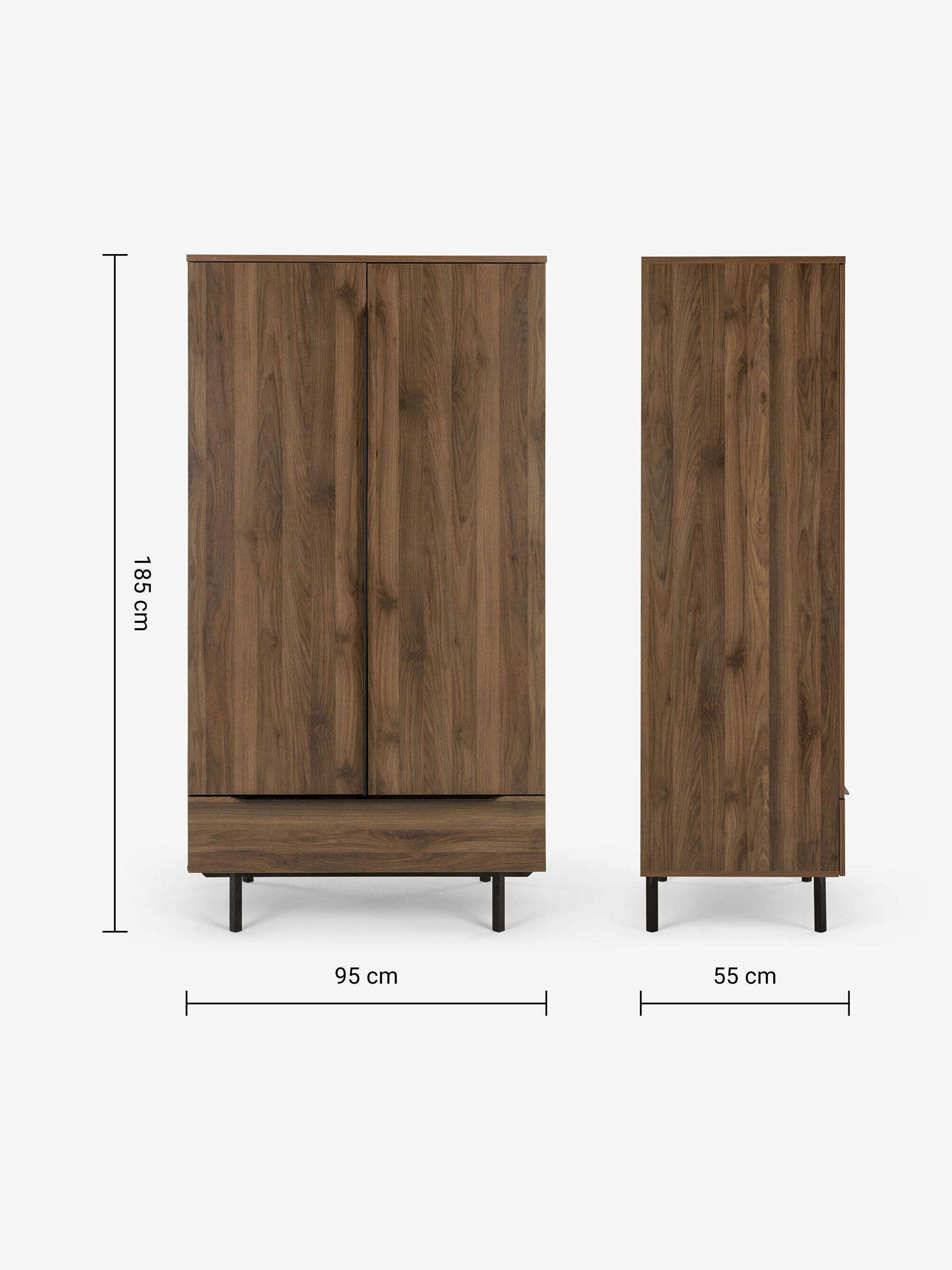 Damien Double, 1 Drawer Wardrobe in Walnut Effect - Image 6 of 6
