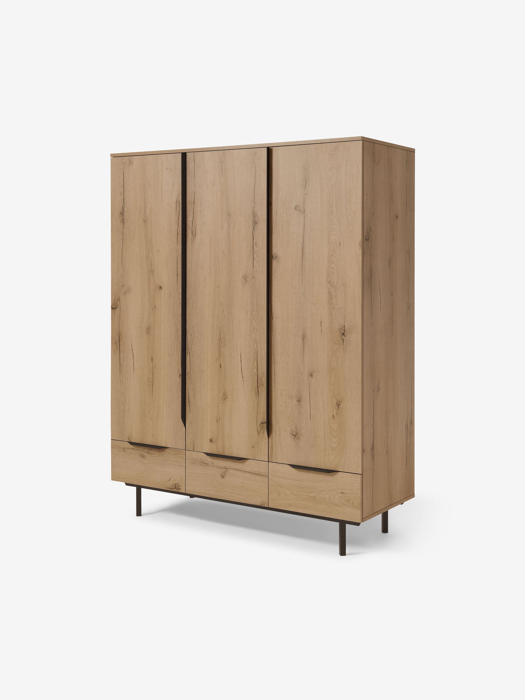 Damien Triple, 3 drawers Wardrobe in Oak - Image 1 of 2