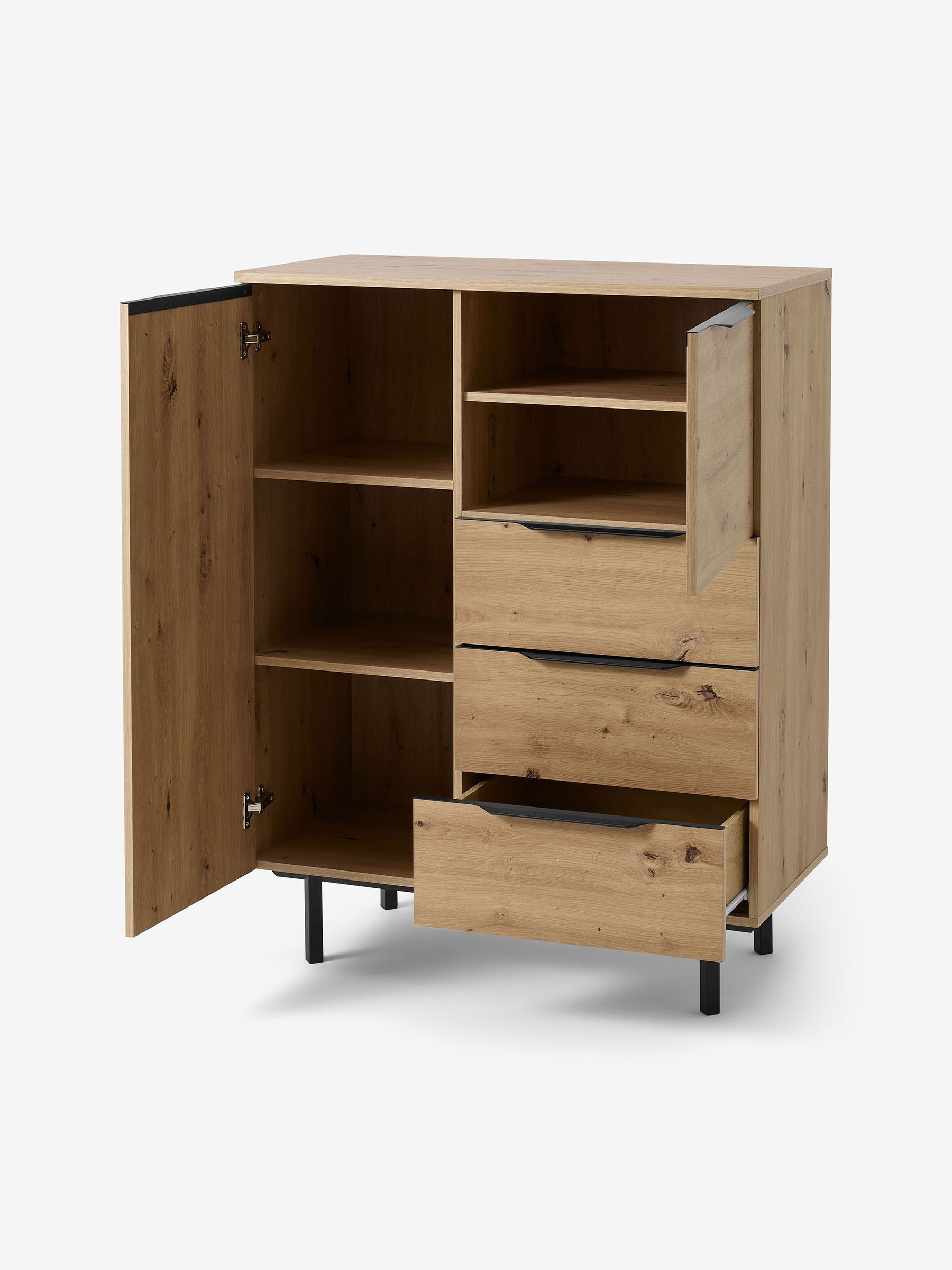 Damien Highboard in Distressed Oak Effect - Image 2 of 3