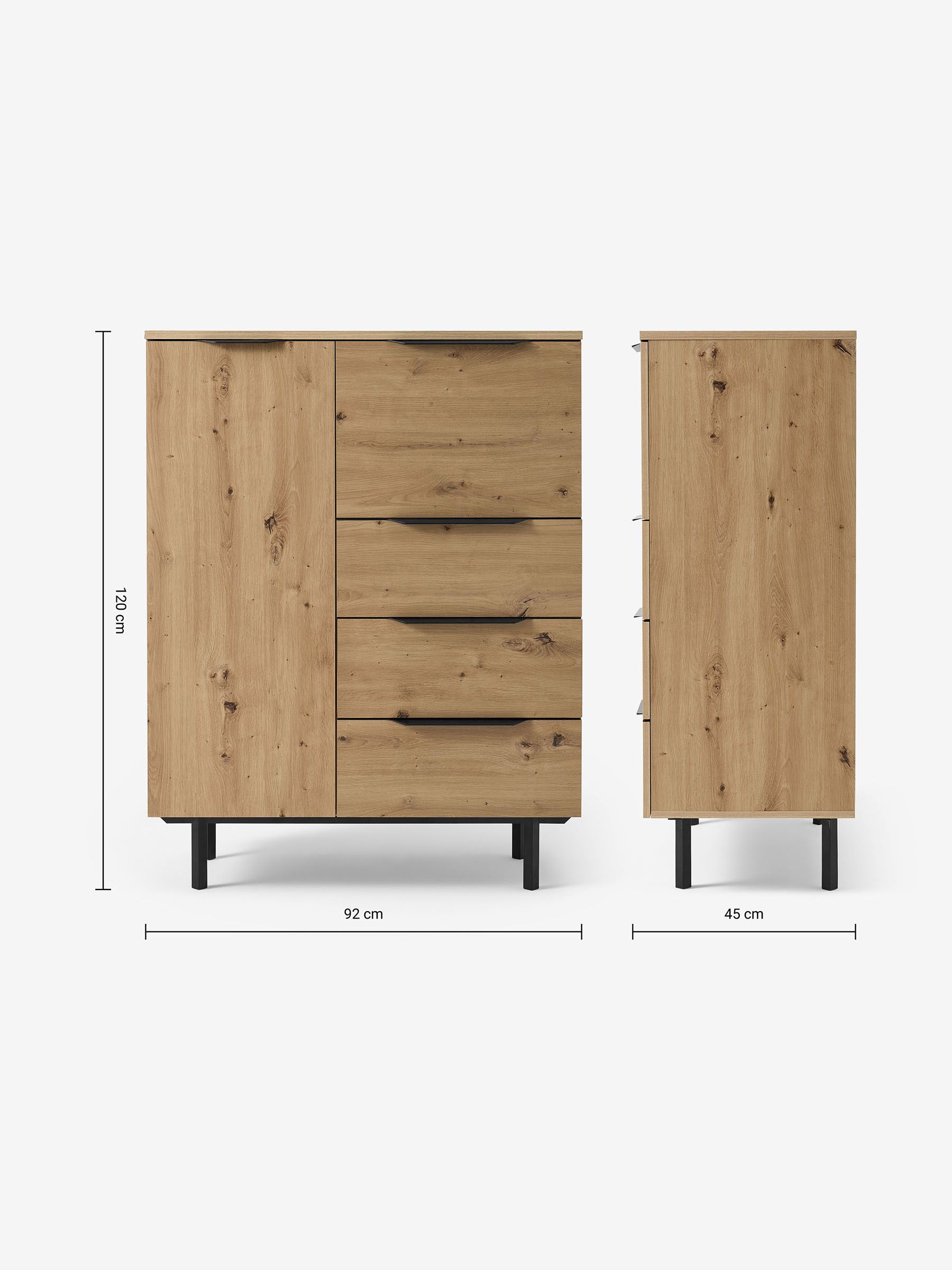 Damien Highboard in Distressed Oak Effect - Image 3 of 3