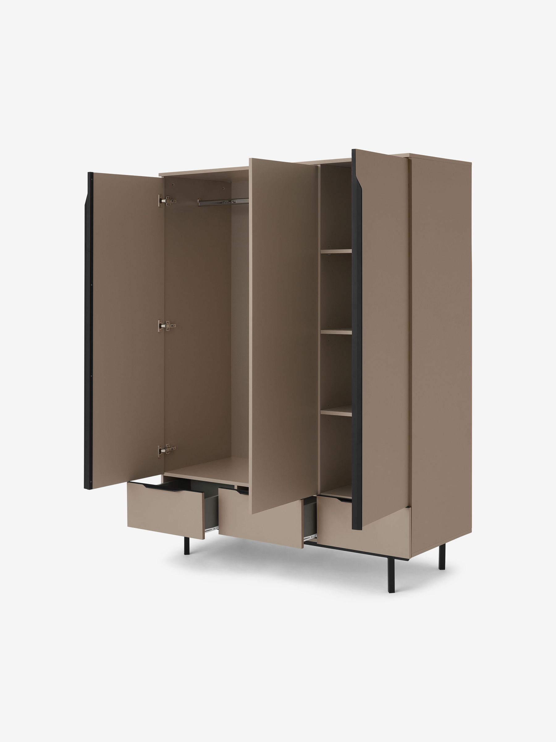 Damien Triple, 3 drawers Wardrobe in Natural - Image 2 of 3