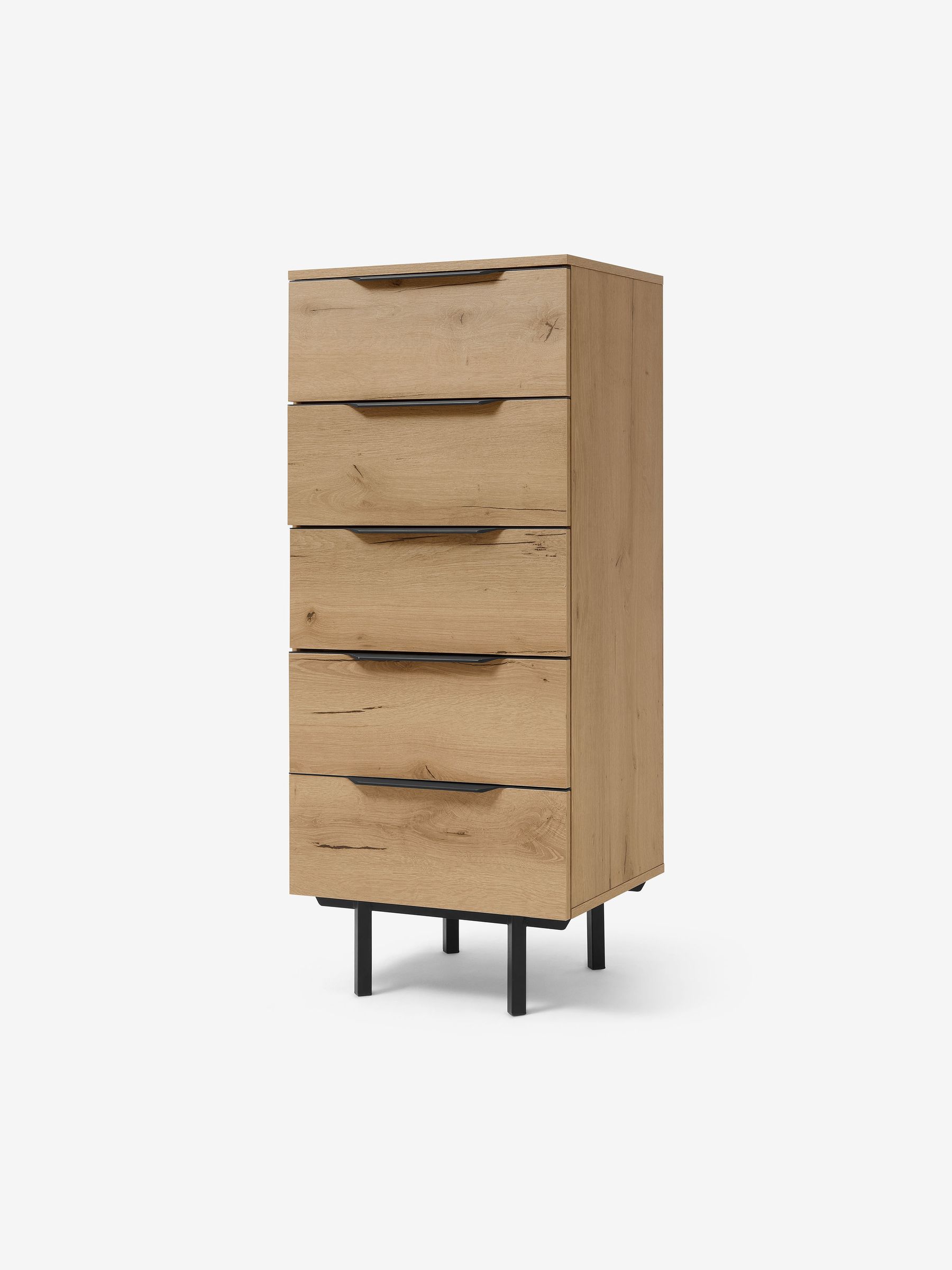 Damien Tall Chest of Drawers in Oak - Image 1 of 2