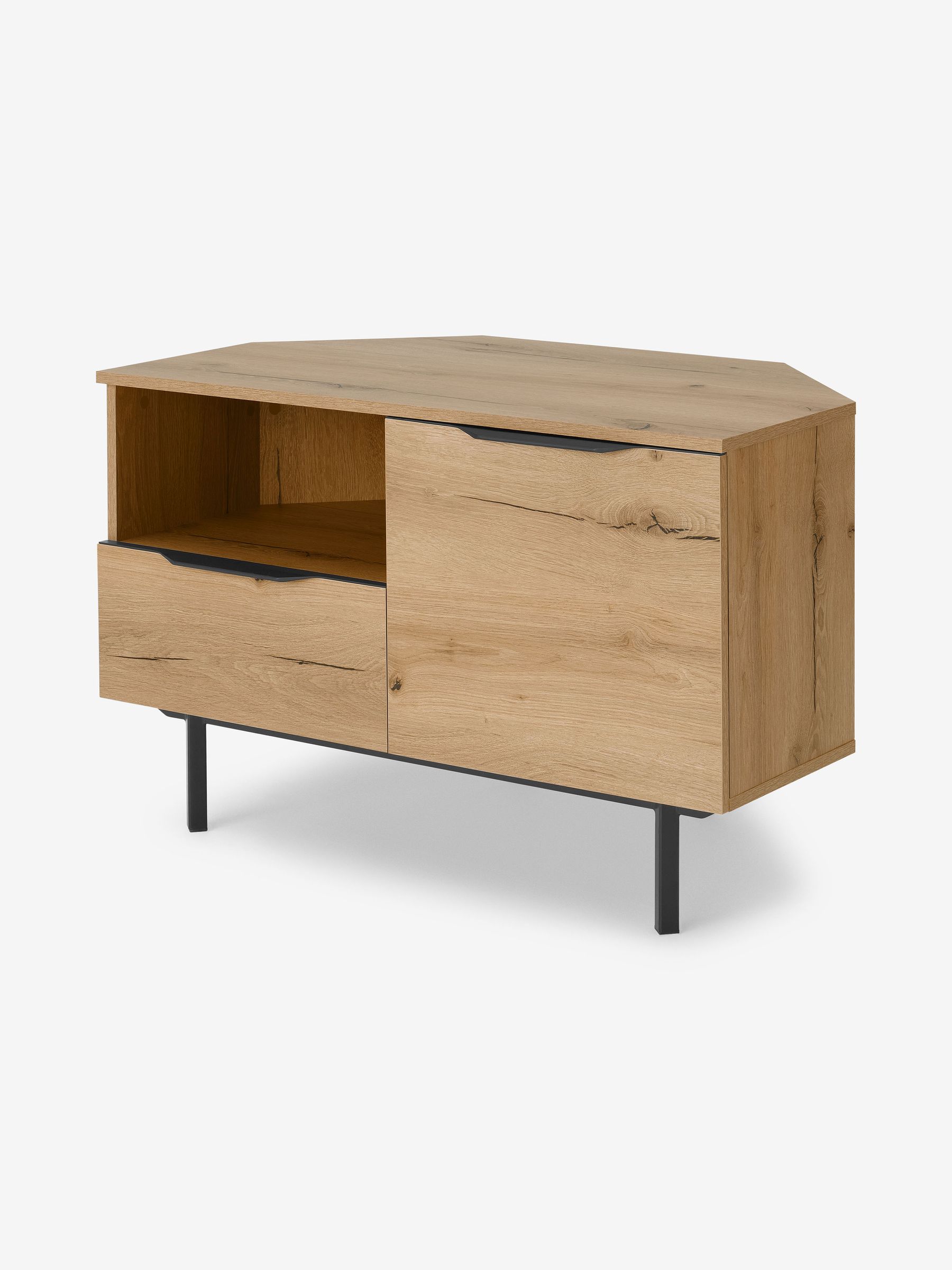 Damien Corner TV Unit in Distressed Oak Effect - Image 1 of 3