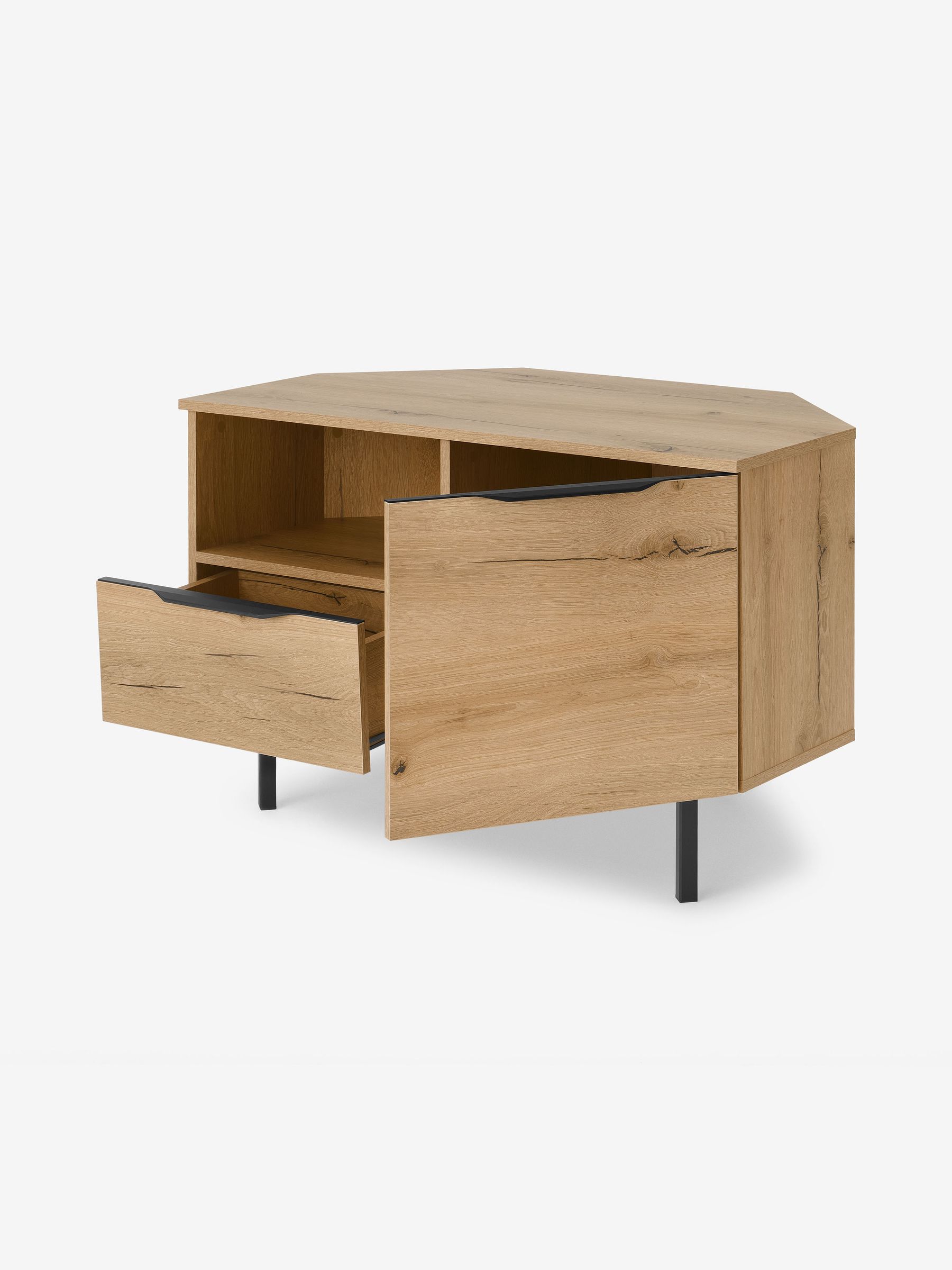 Damien Corner TV Unit in Distressed Oak Effect - Image 2 of 3