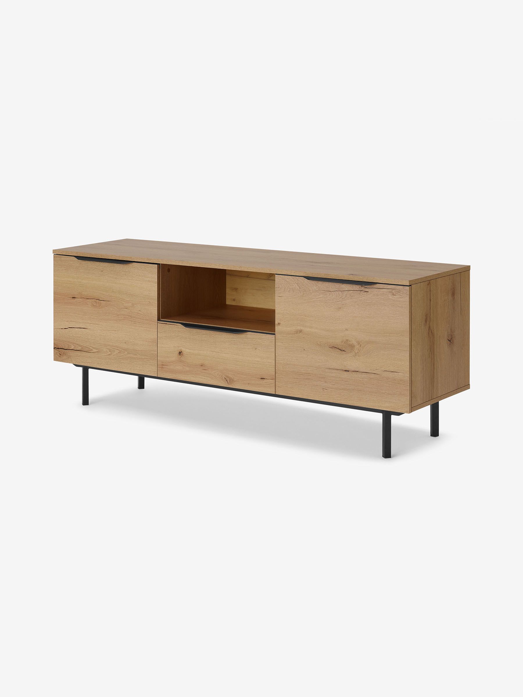 Damien Wide TV Unit in Distressed Oak Effect - Image 1 of 3