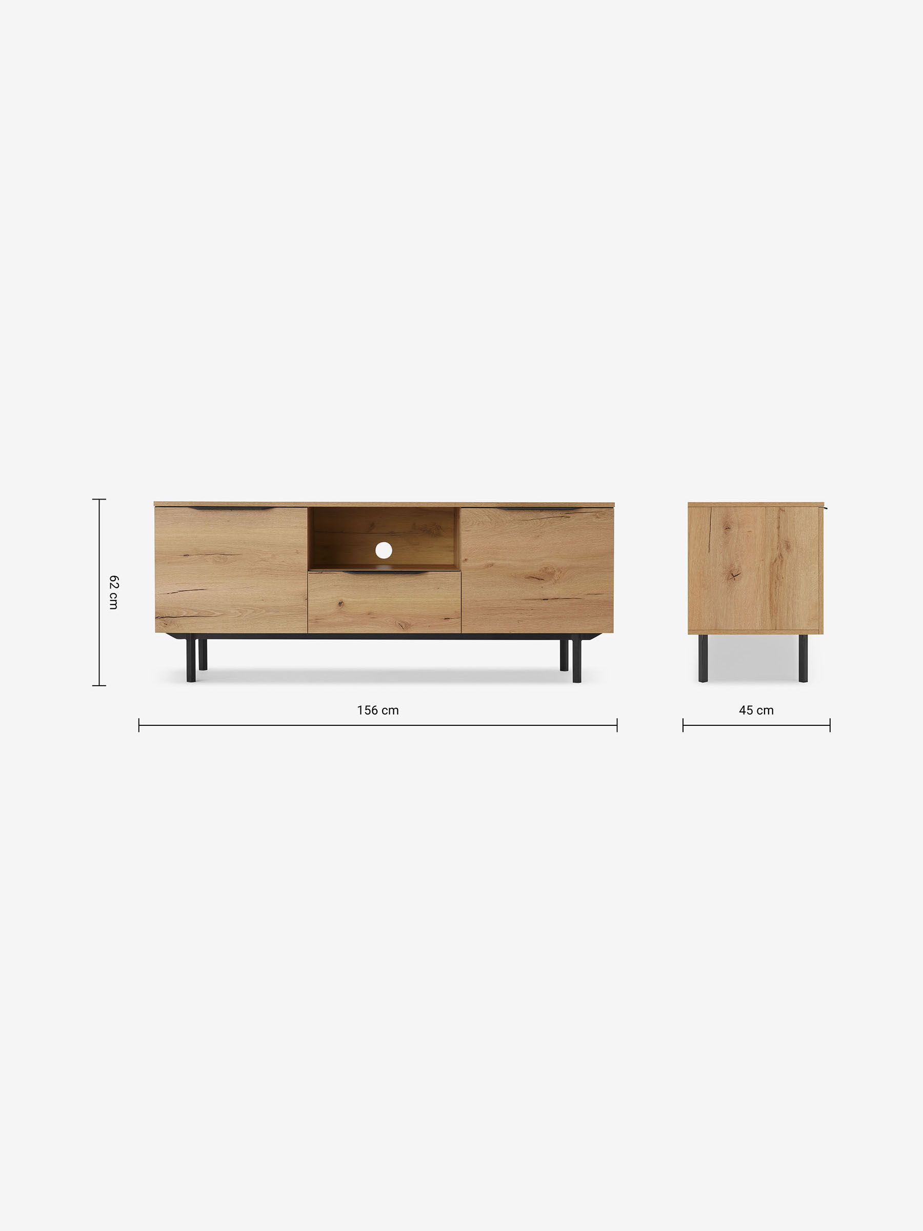 Damien Wide TV Unit in Distressed Oak Effect - Image 3 of 3