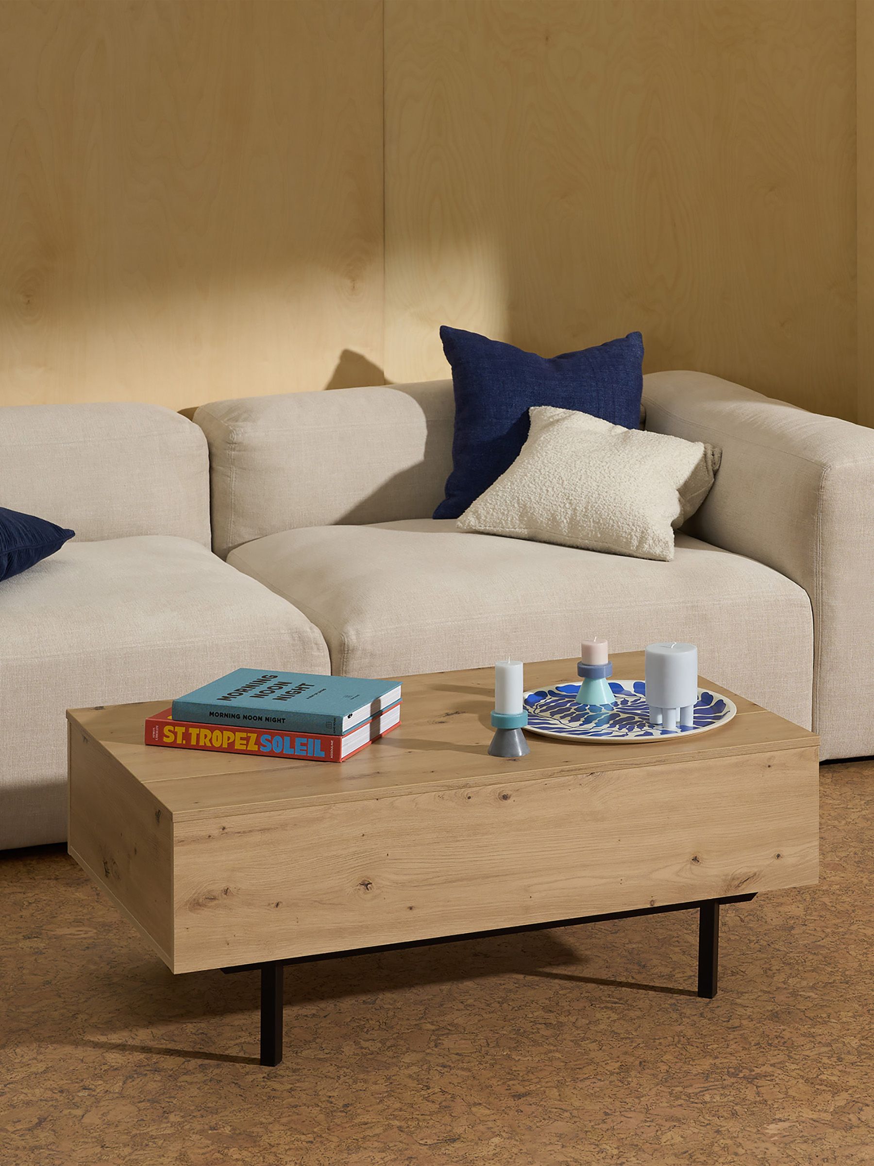 Damien Lift Top Coffee Table in Distressed Oak Effect - Image 1 of 4