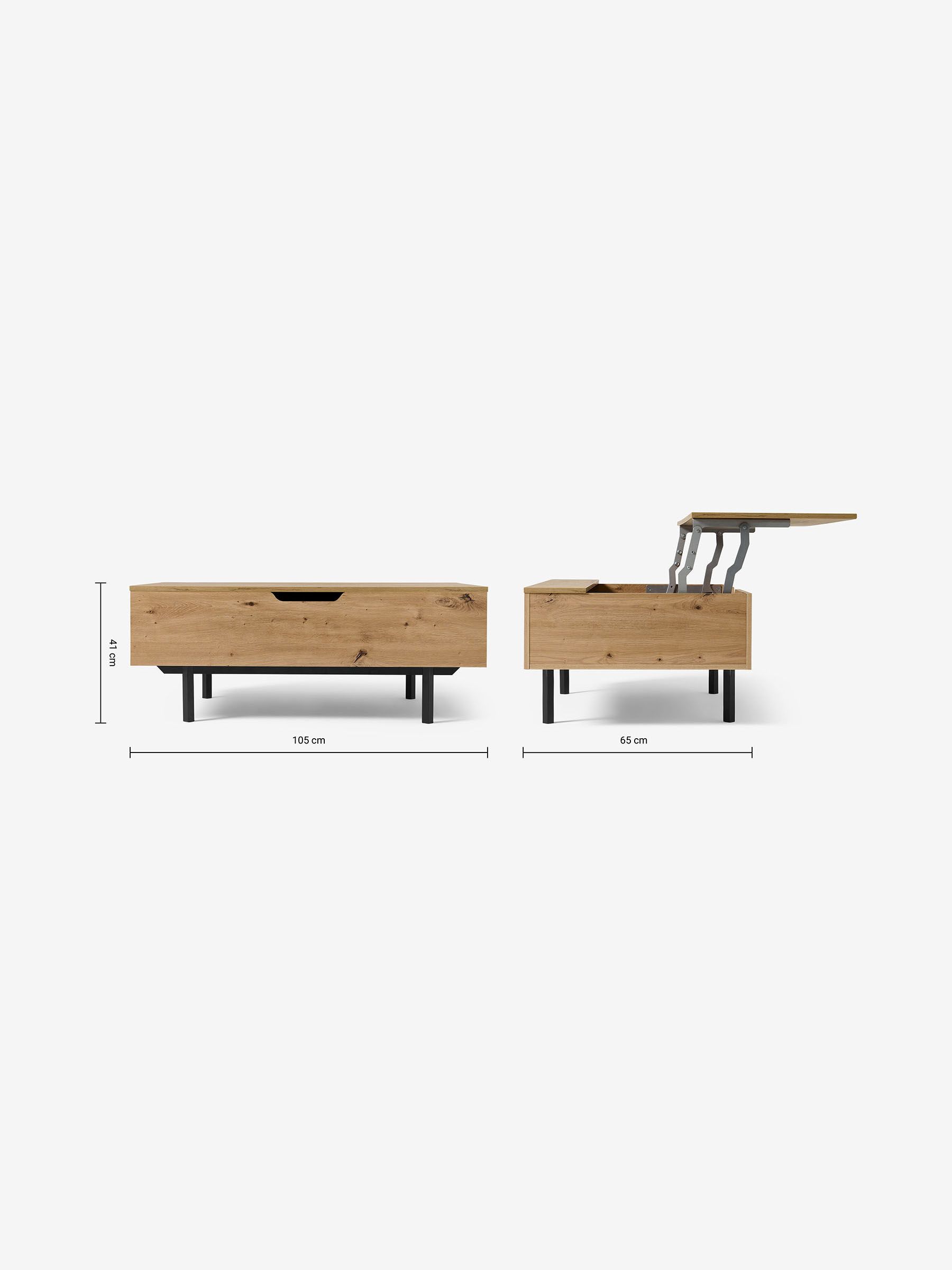 Damien Lift Top Coffee Table in Distressed Oak Effect - Image 4 of 4