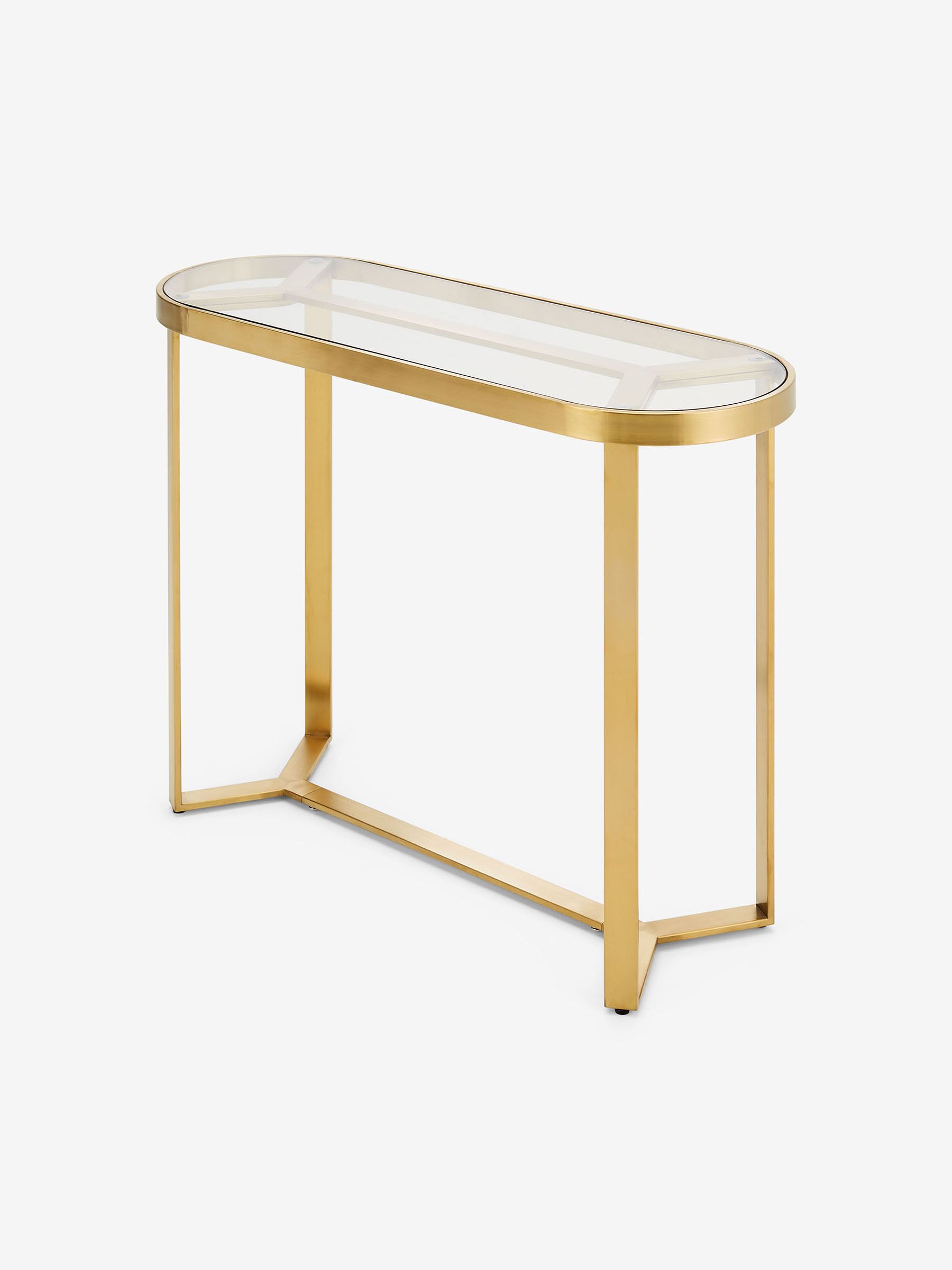 Aula Console Table in Brushed Brass & Glass - Image 3 of 4