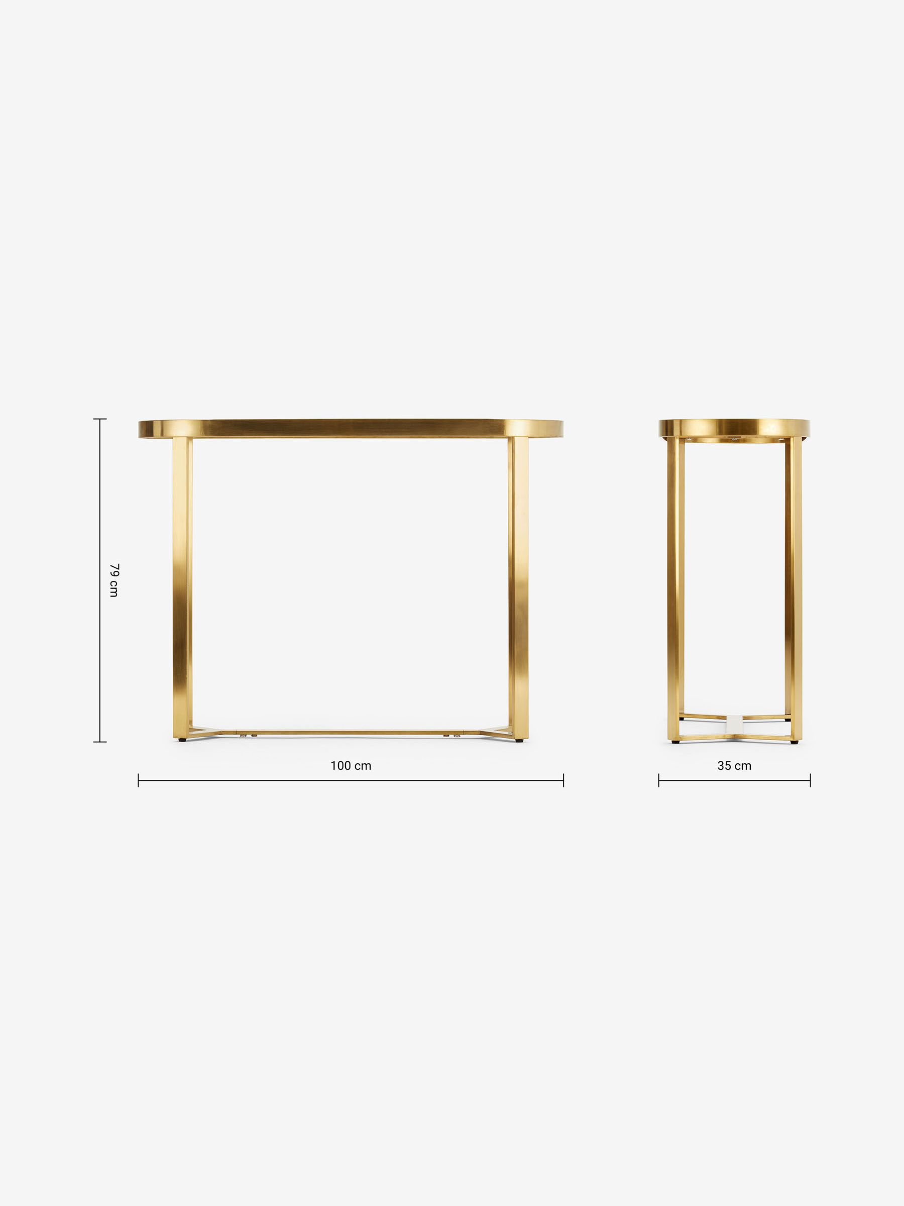 Aula Console Table in Brushed Brass & Glass - Image 4 of 4