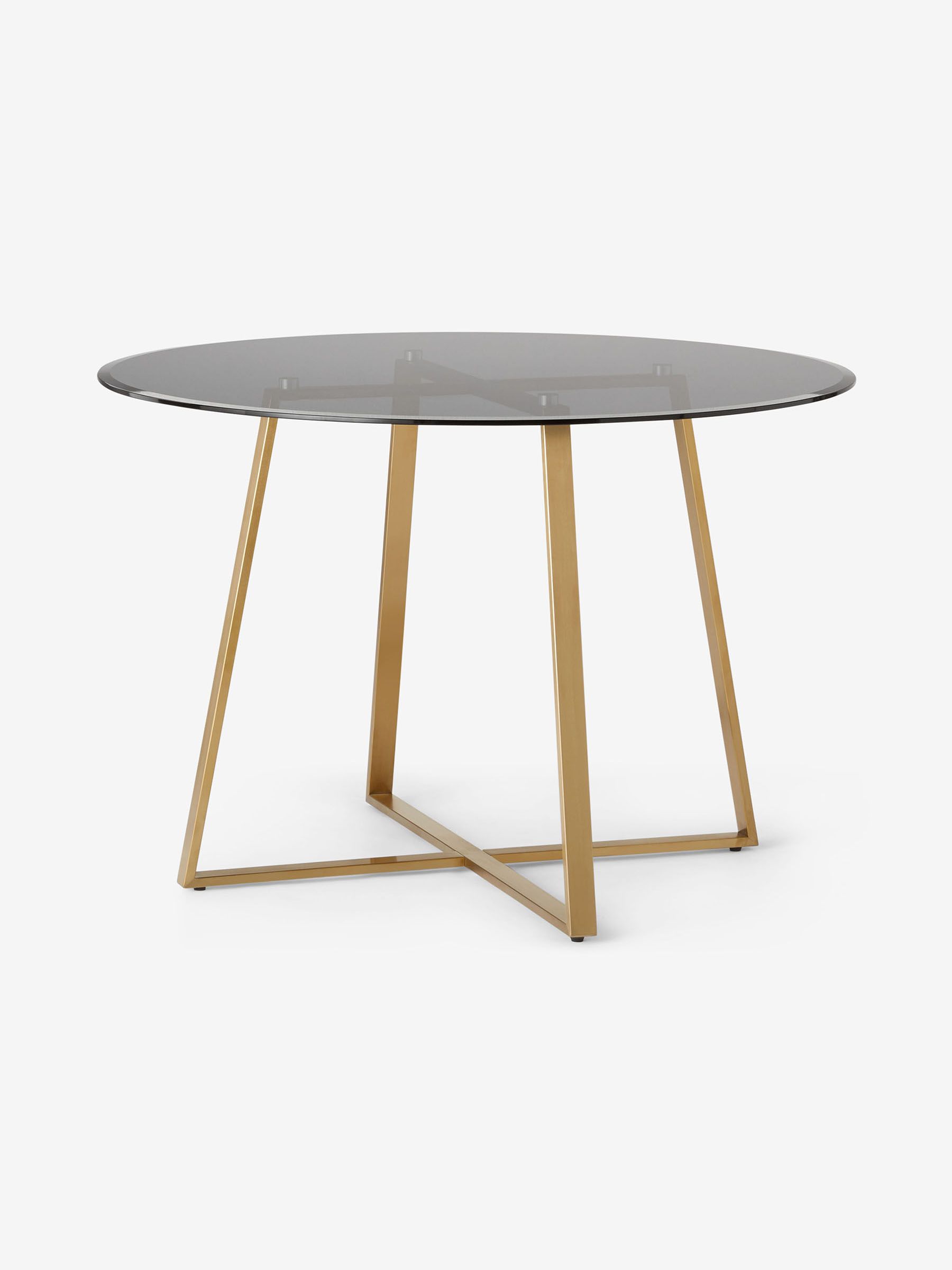 Haku 4 Seater Round Dining Table in Brass & Smoked Glass - Image 1 of 2