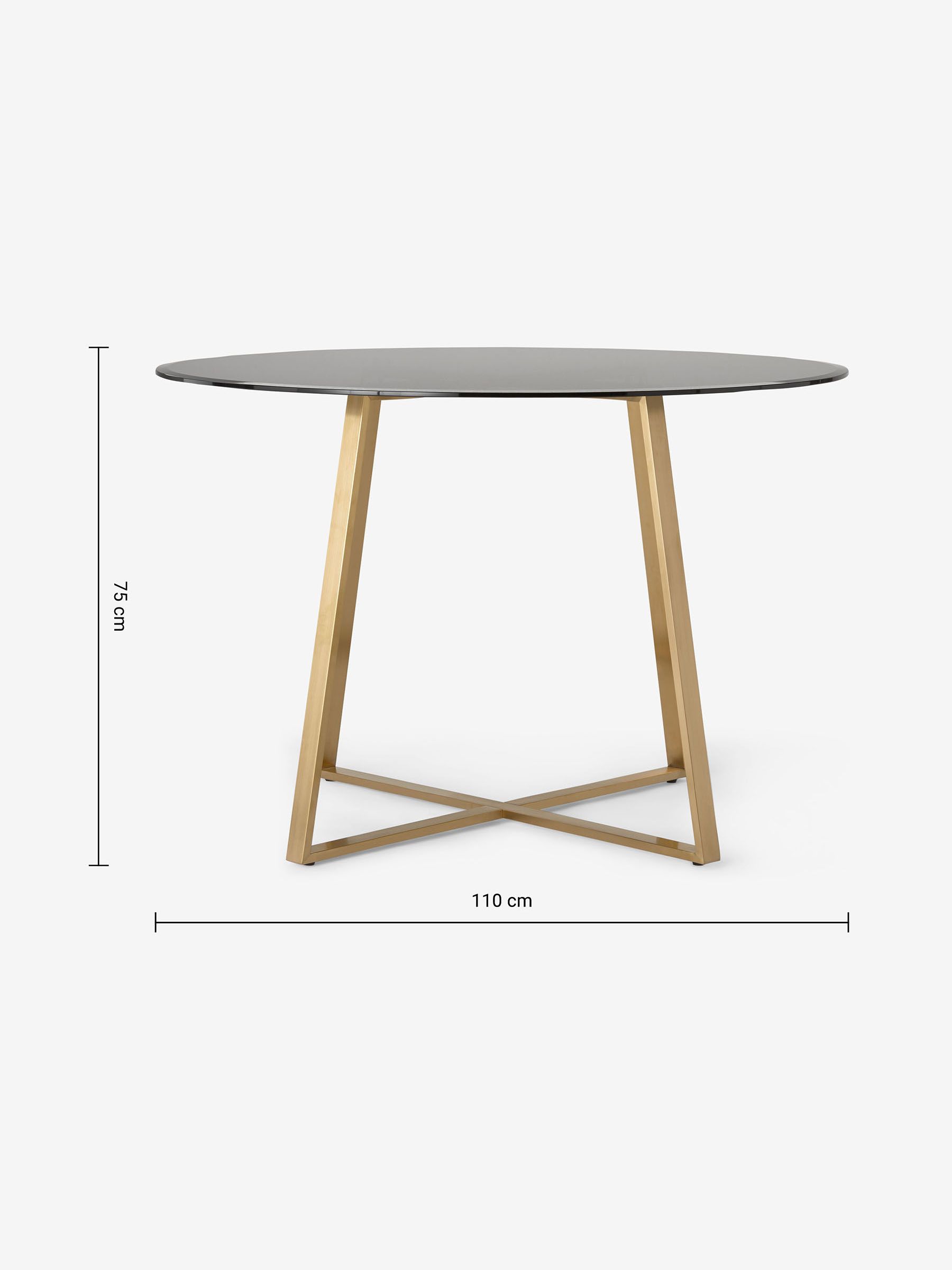 Haku 4 Seater Round Dining Table in Brass & Smoked Glass - Image 2 of 2