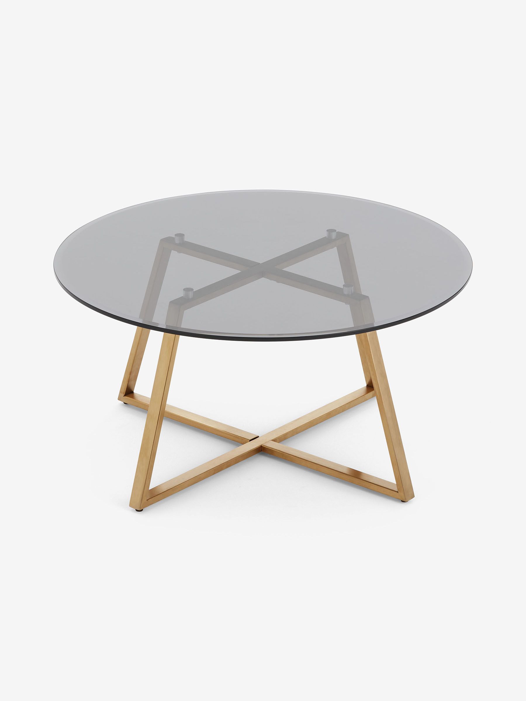 Haku Round Coffee Table in Brass & Smoked Glass - Image 3 of 4
