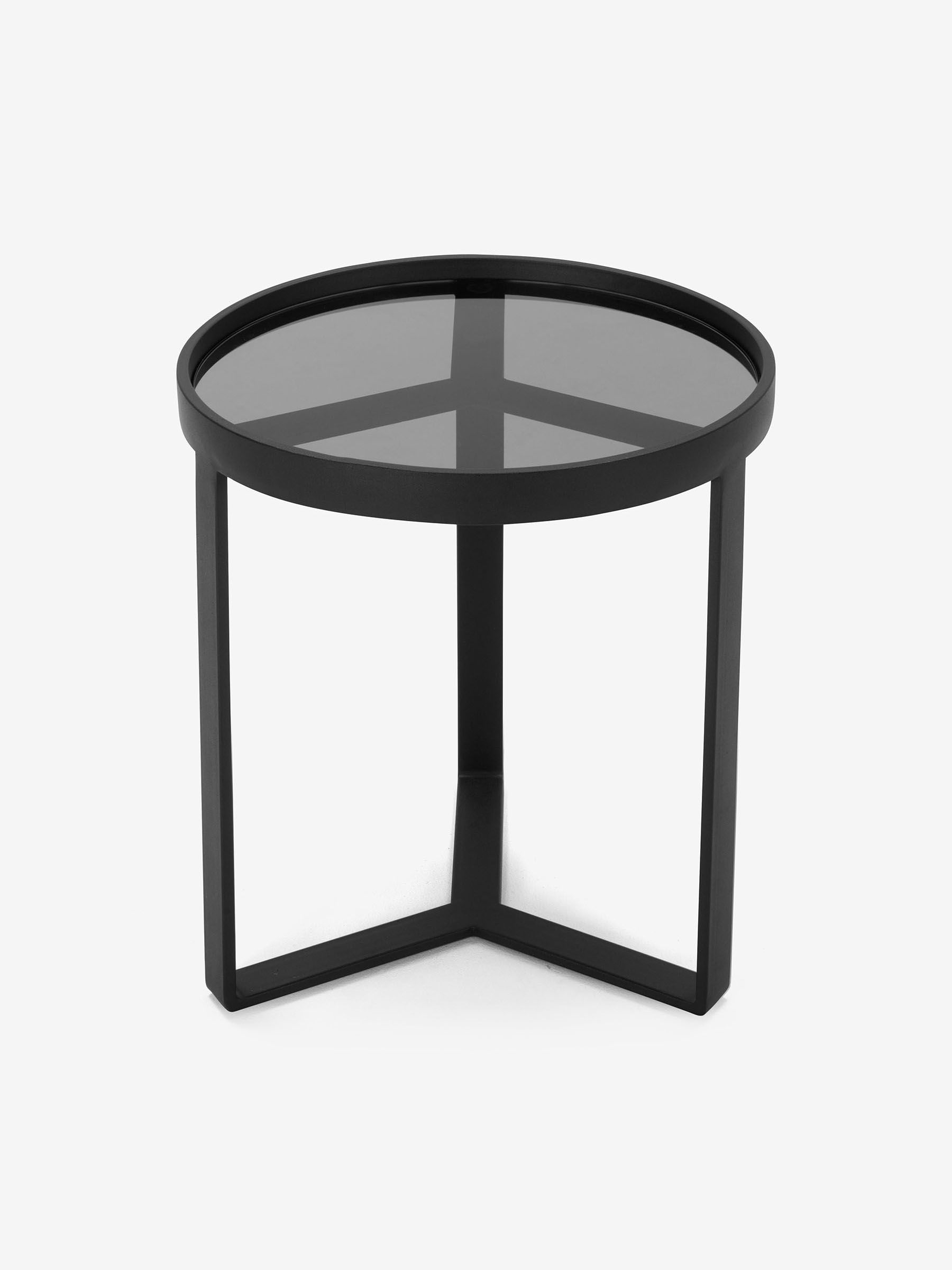 Aula Side Table in Black/Grey Glass | Made