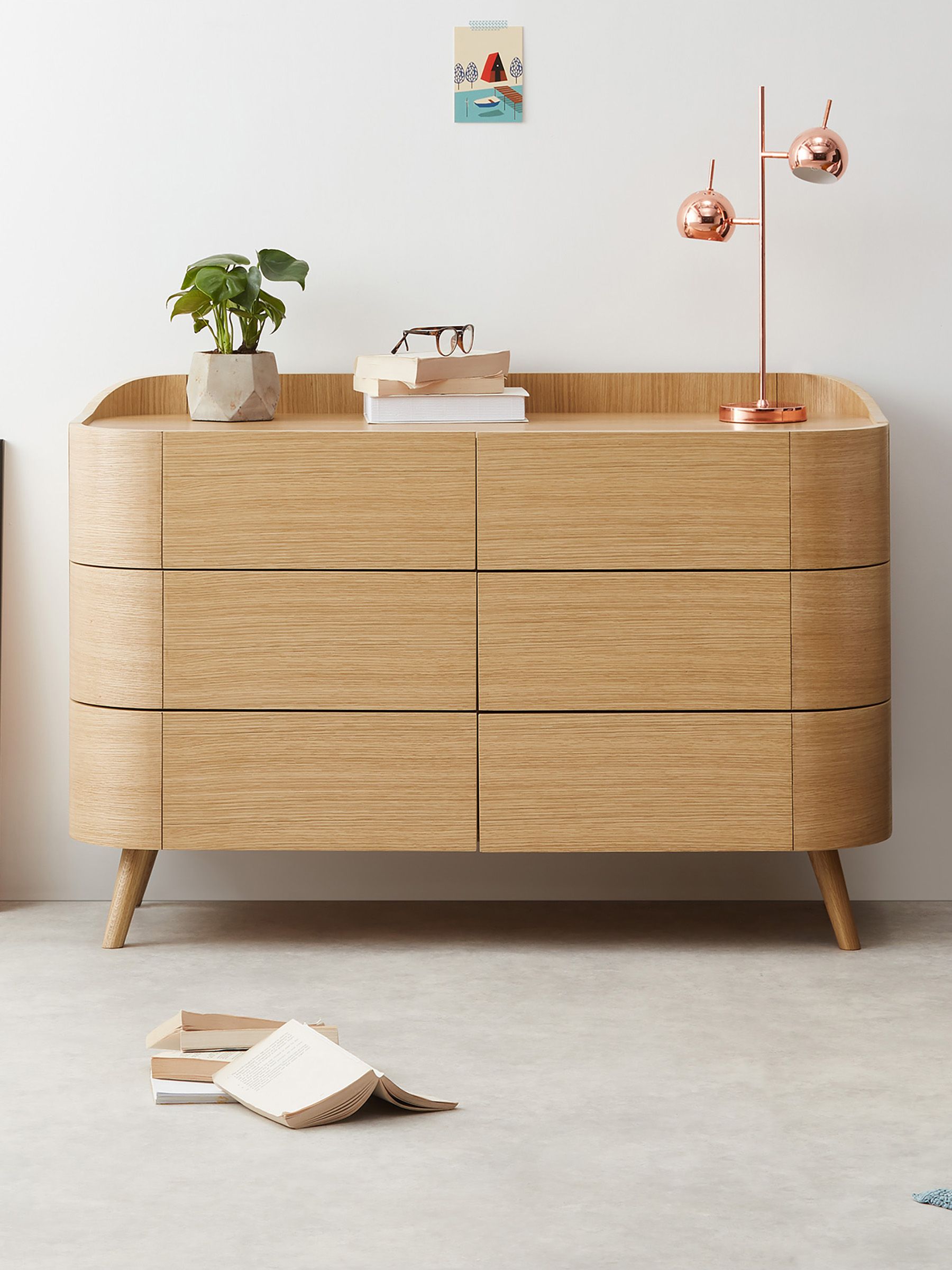 Odie 6 Drawer Chest of Drawers in Oak - Image 1 of 2