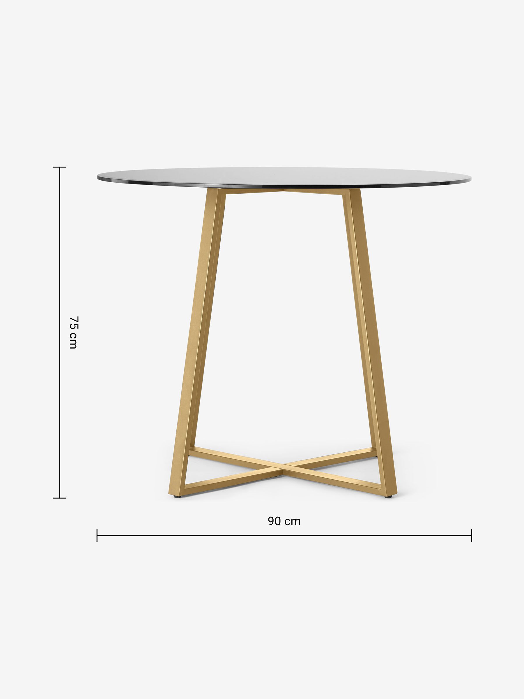 Haku 2 Seater Round Dining Table in Brass Smoked Glass - Image 3 of 4