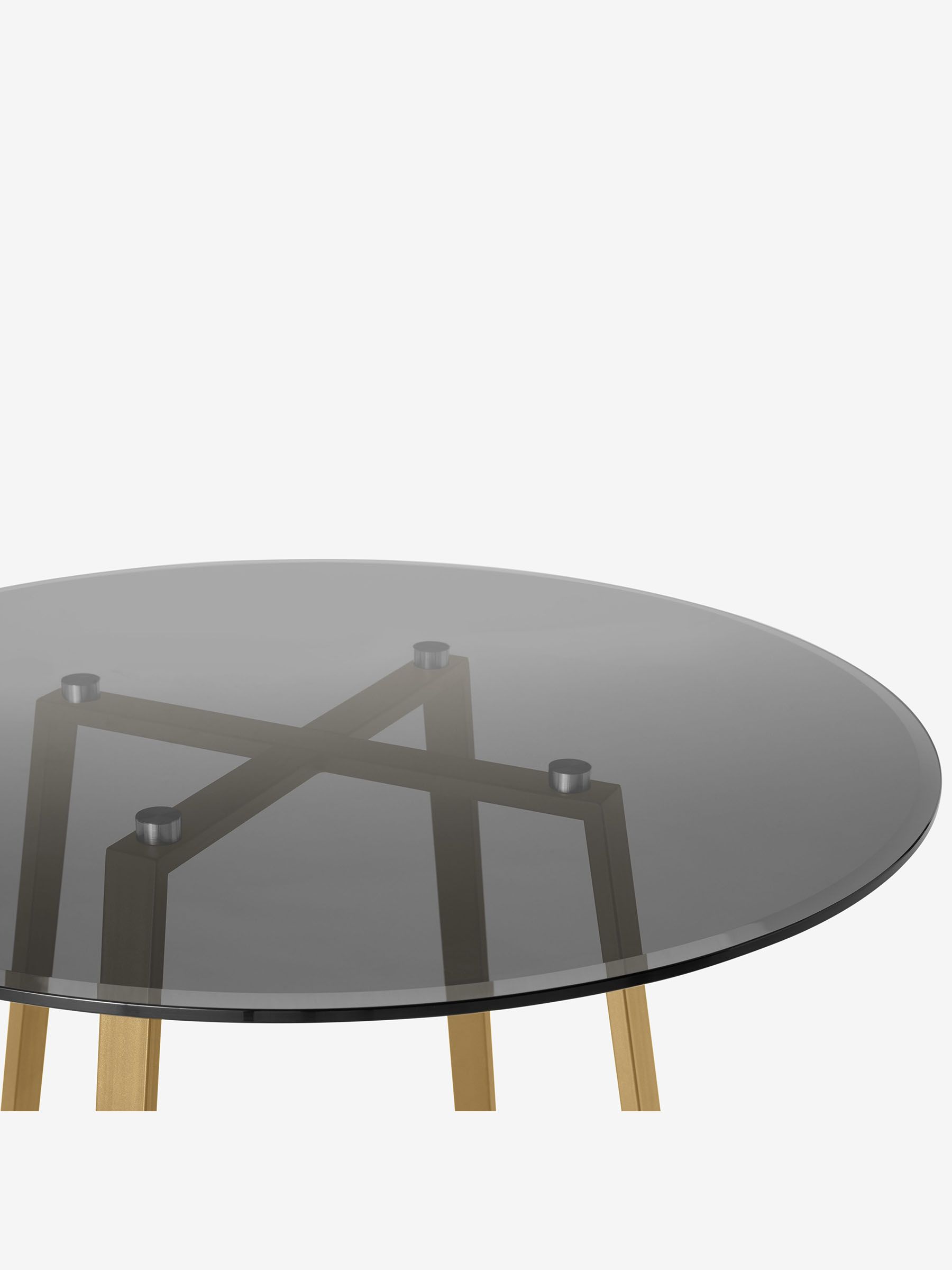 Haku 2 Seater Round Dining Table in Brass Smoked Glass - Image 4 of 4