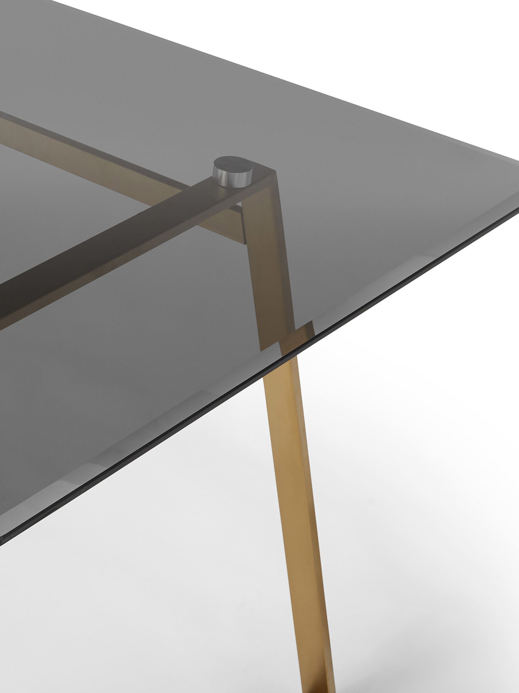 Haku 6 Seater Rectangle Dining Table in Brass & Smoked Glass - Image 2 of 3