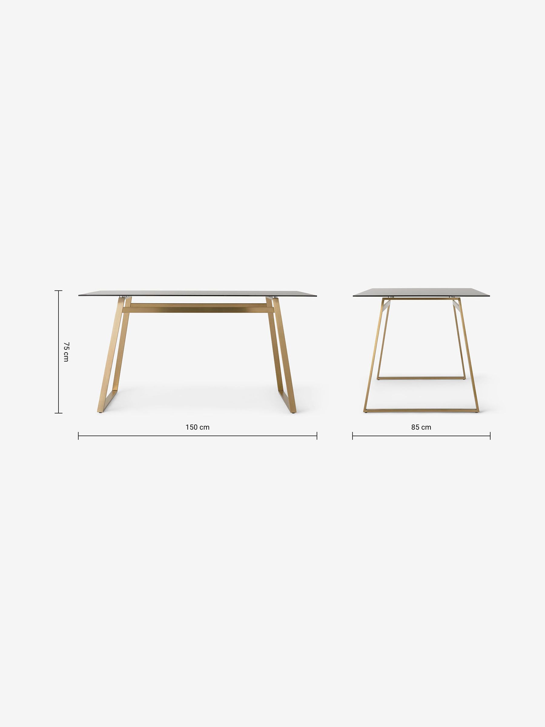Haku 6 Seater Rectangle Dining Table in Brass & Smoked Glass - Image 3 of 3