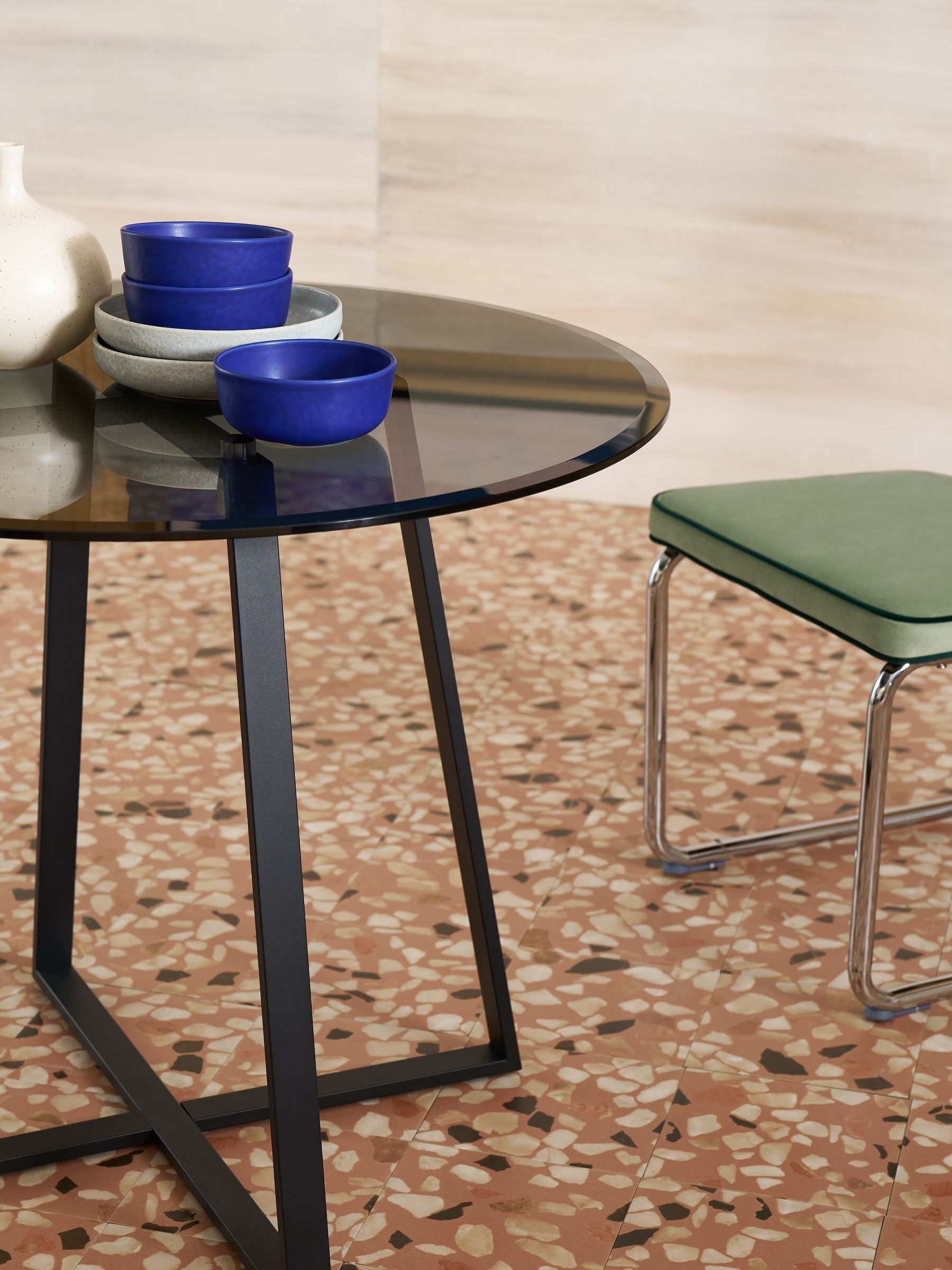 Haku 2 Seater Round Dining Table in Black Smoked Glass - Image 3 of 4