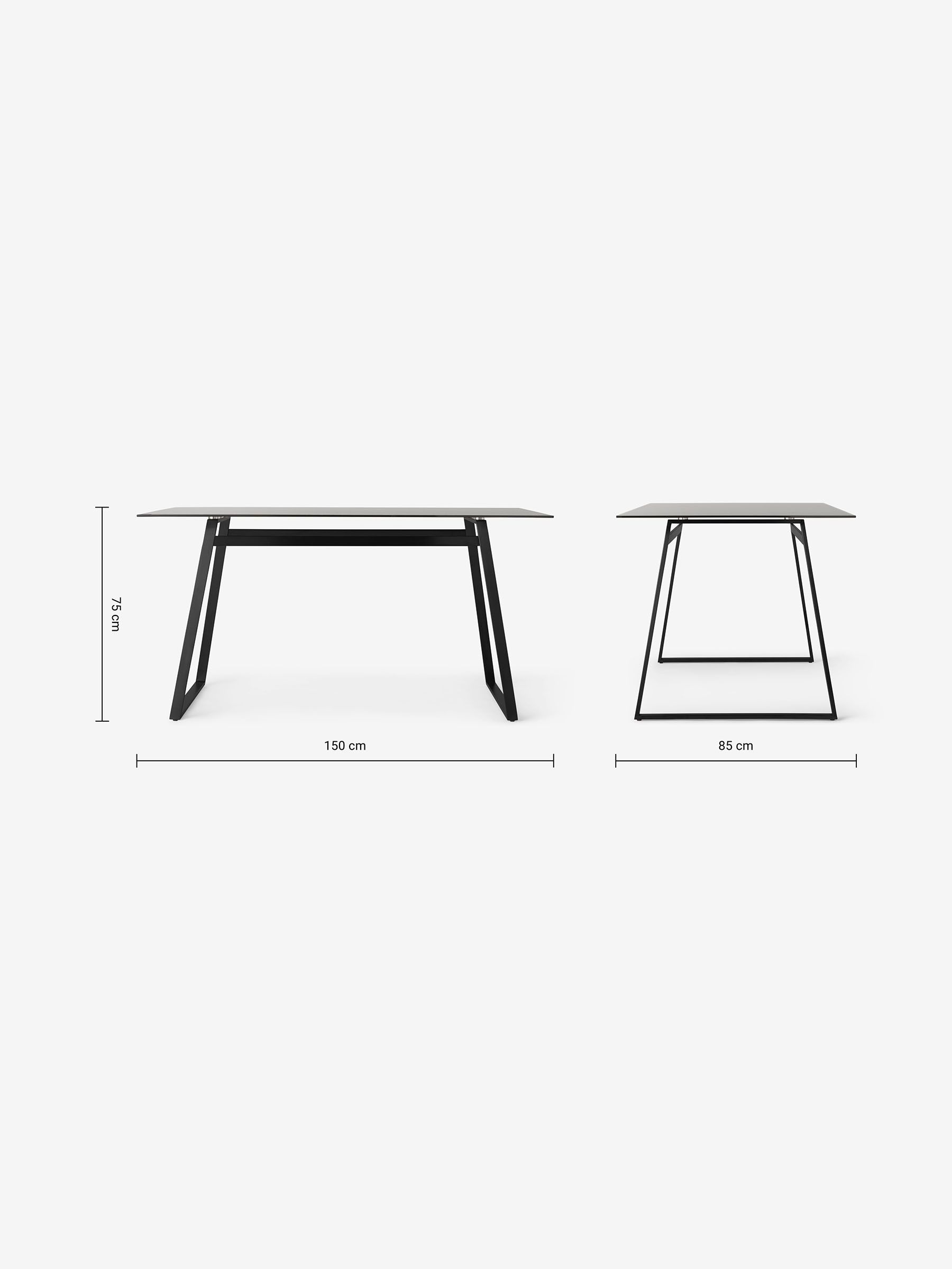 Haku 6 Seater Rectangle Dining Table in Black Smoked Glass - Image 1 of 2