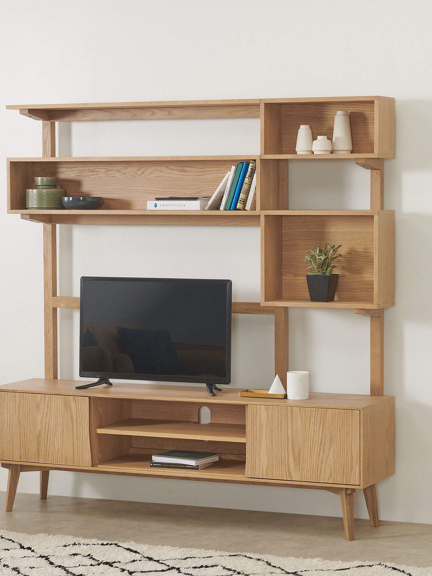 Wingrove Wide TV Shelving Unit in Oak - Image 1 of 7