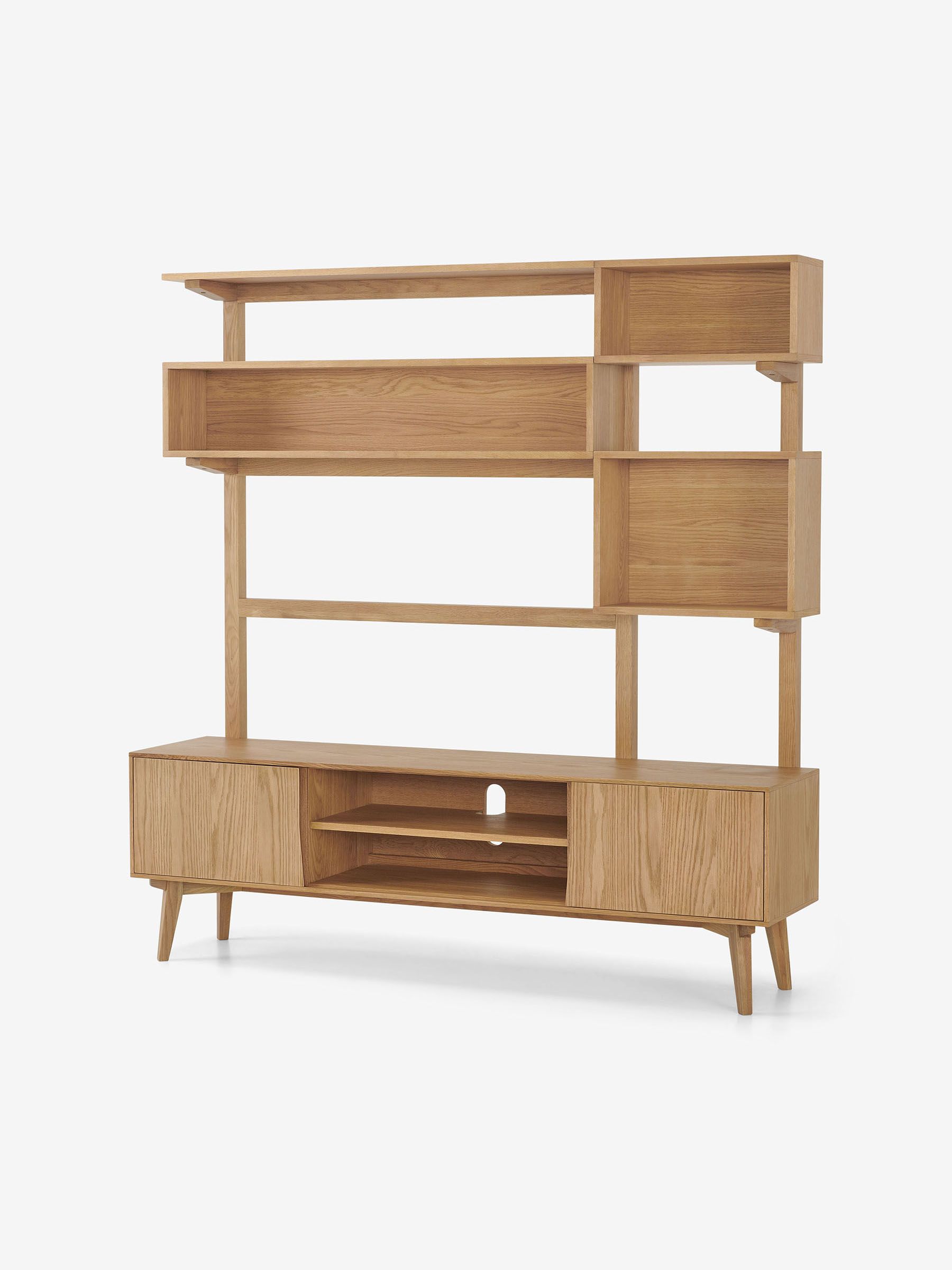 Wingrove Wide TV Shelving Unit in Oak - Image 4 of 7