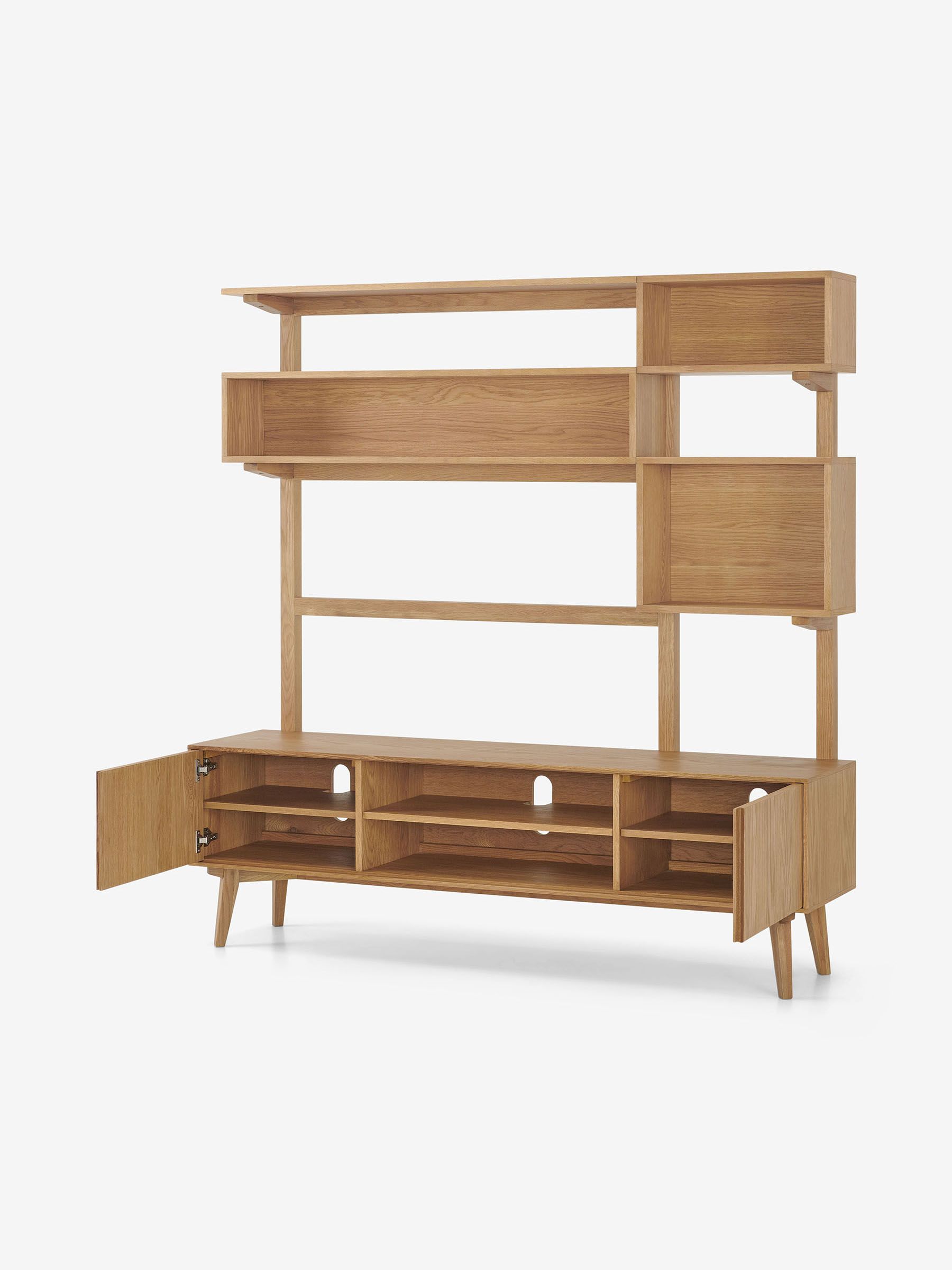 Wingrove Wide TV Shelving Unit in Oak - Image 5 of 7